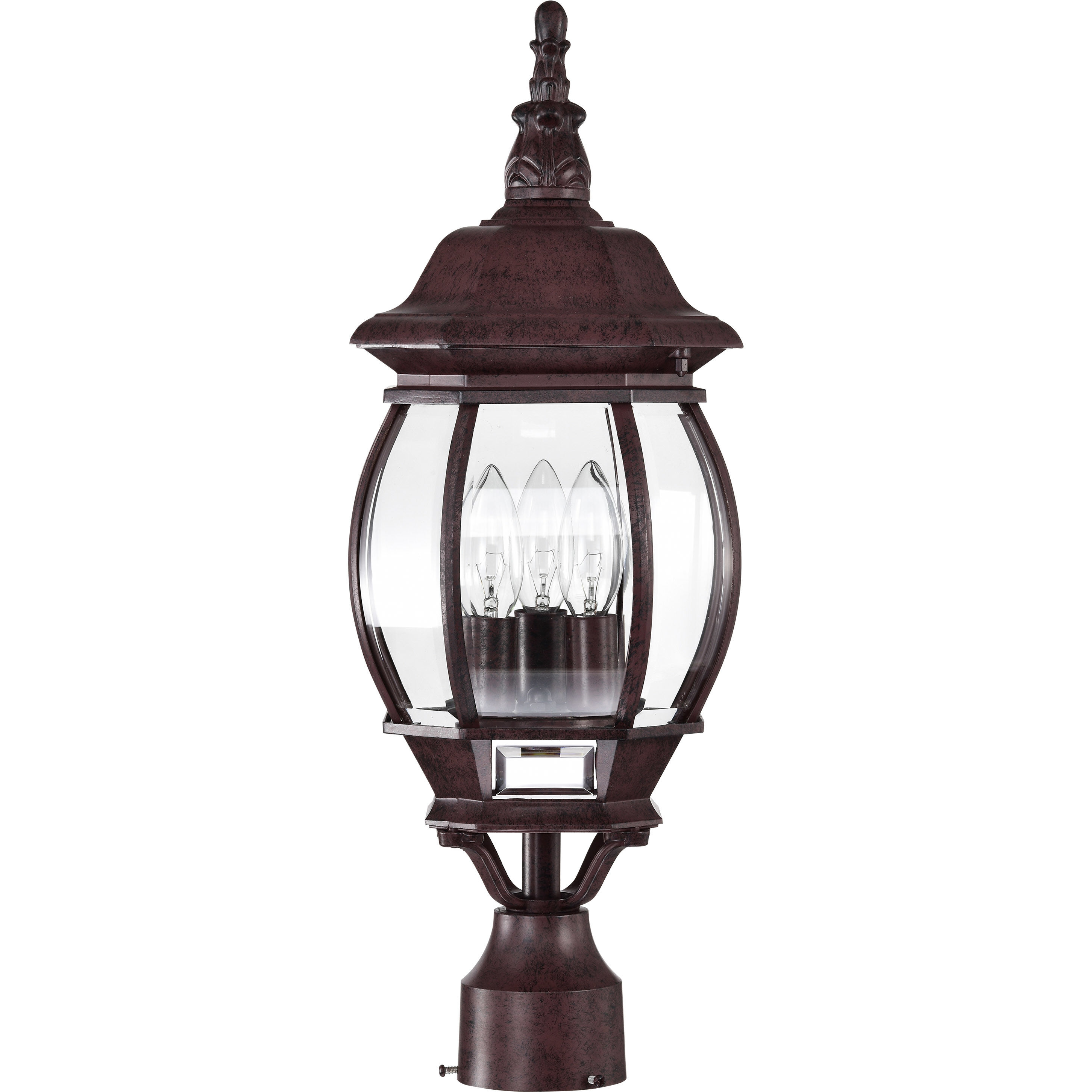 Central Park 3 Light 21 inch Old Bronze Outdoor Post Lantern