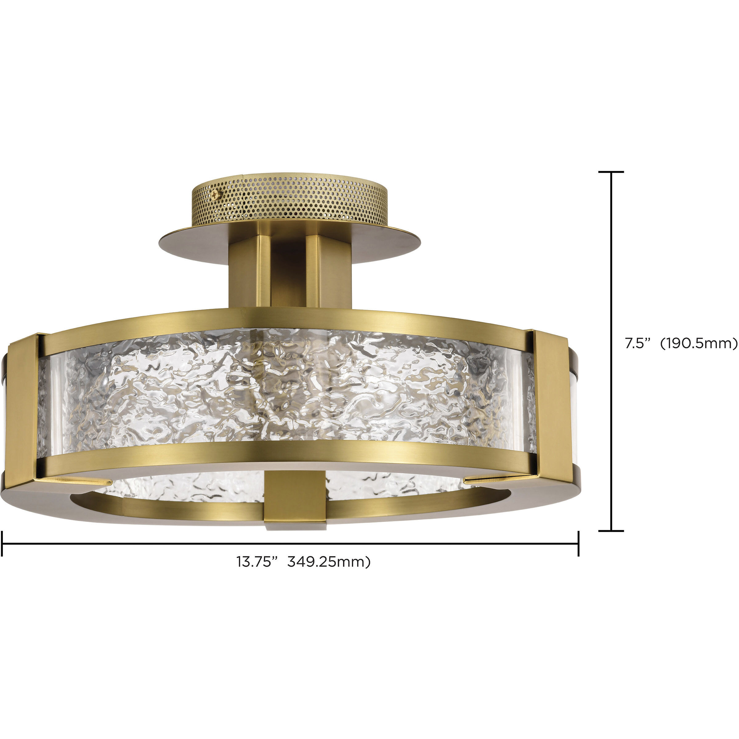 Darrow LED 13.75 inch Vintage Brass Semi Flush Mount Ceiling Light