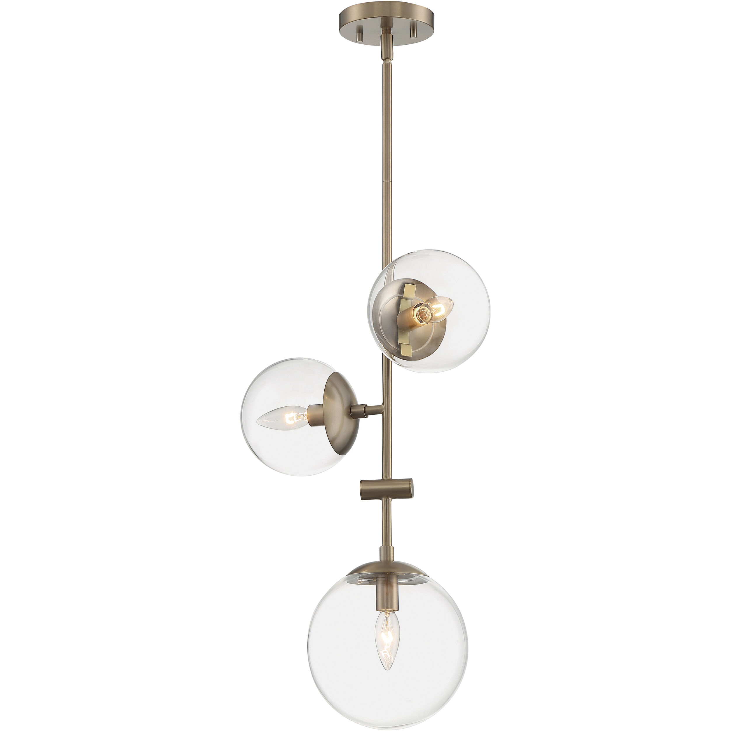 Sky 3 Light 15 inch Burnished Brass Pendant Ceiling Light