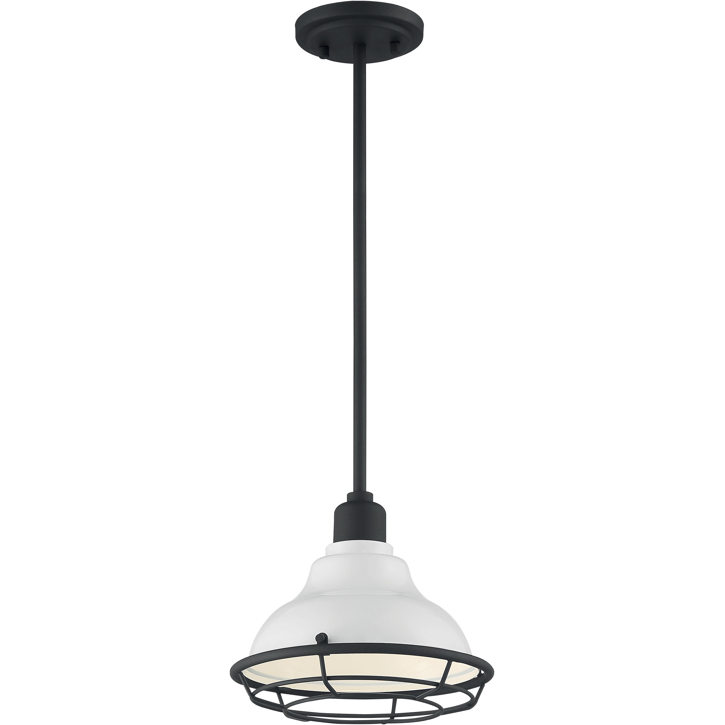 Newbridge 1 Light 9.75 inch Gloss White and Black Accents Pendant Ceiling Light