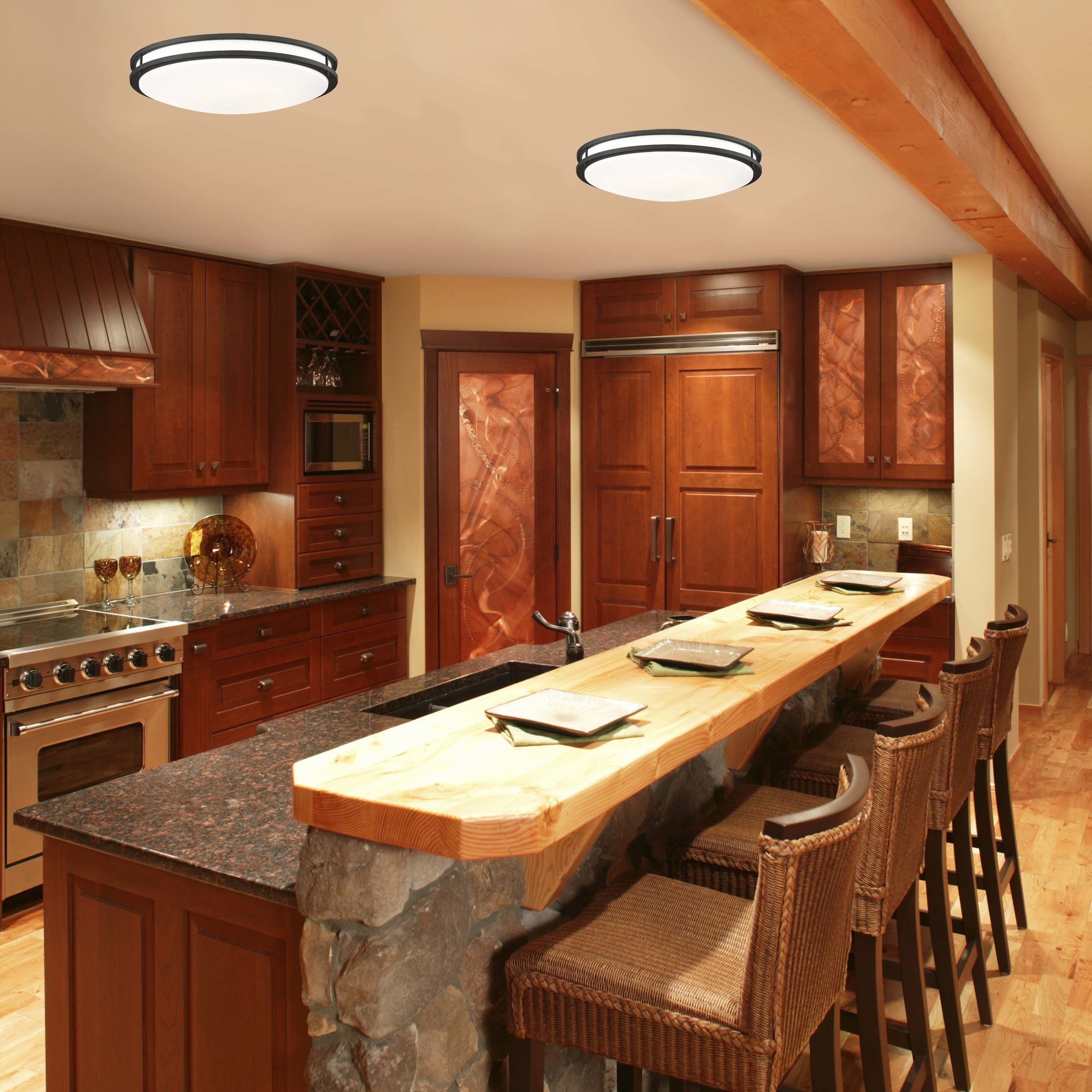 Glamour LED 24 inch Matte Black Flush Mount Ceiling Light