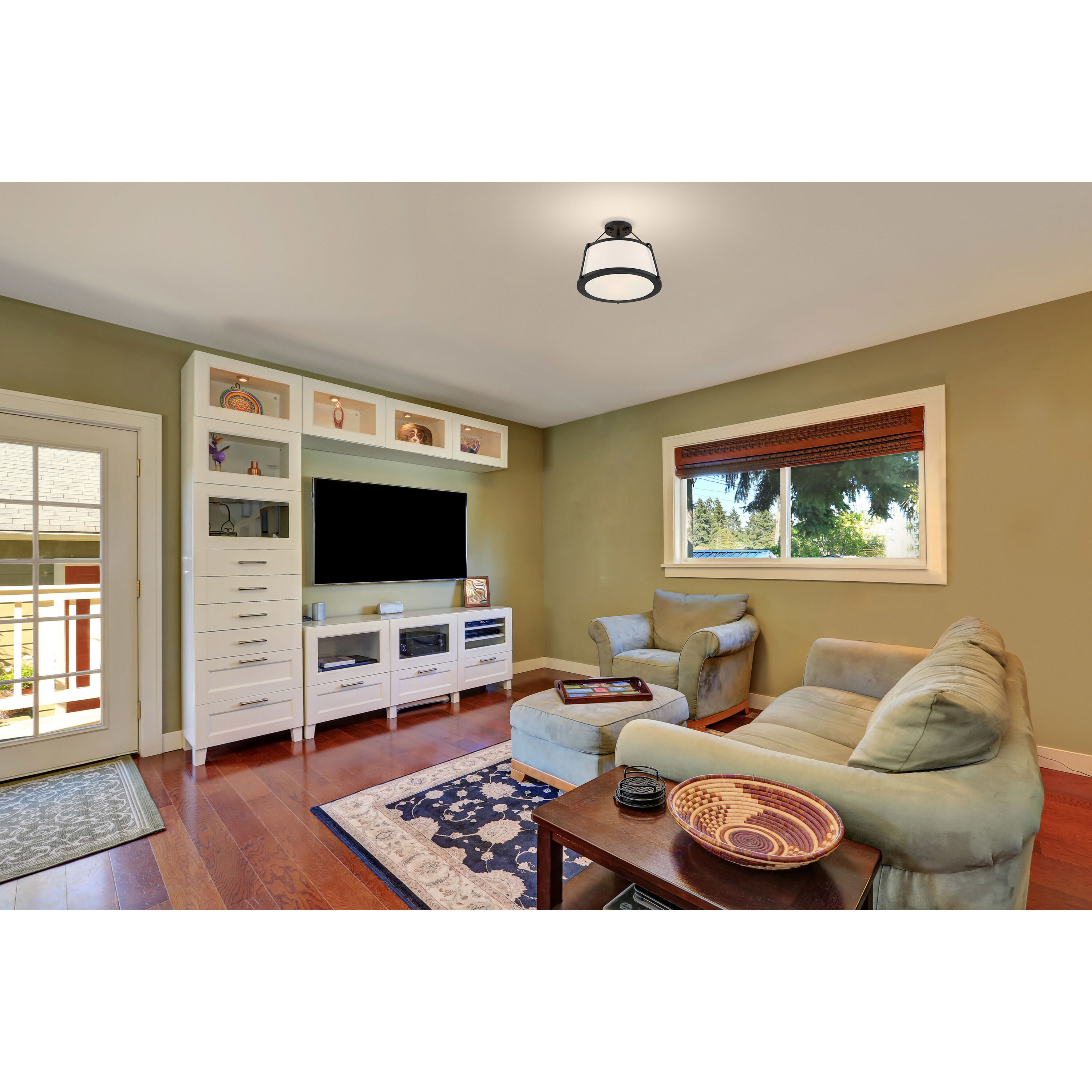 Cutty 3 Light 16 inch Matte Black Semi Flush Mount Fixture Ceiling Light 