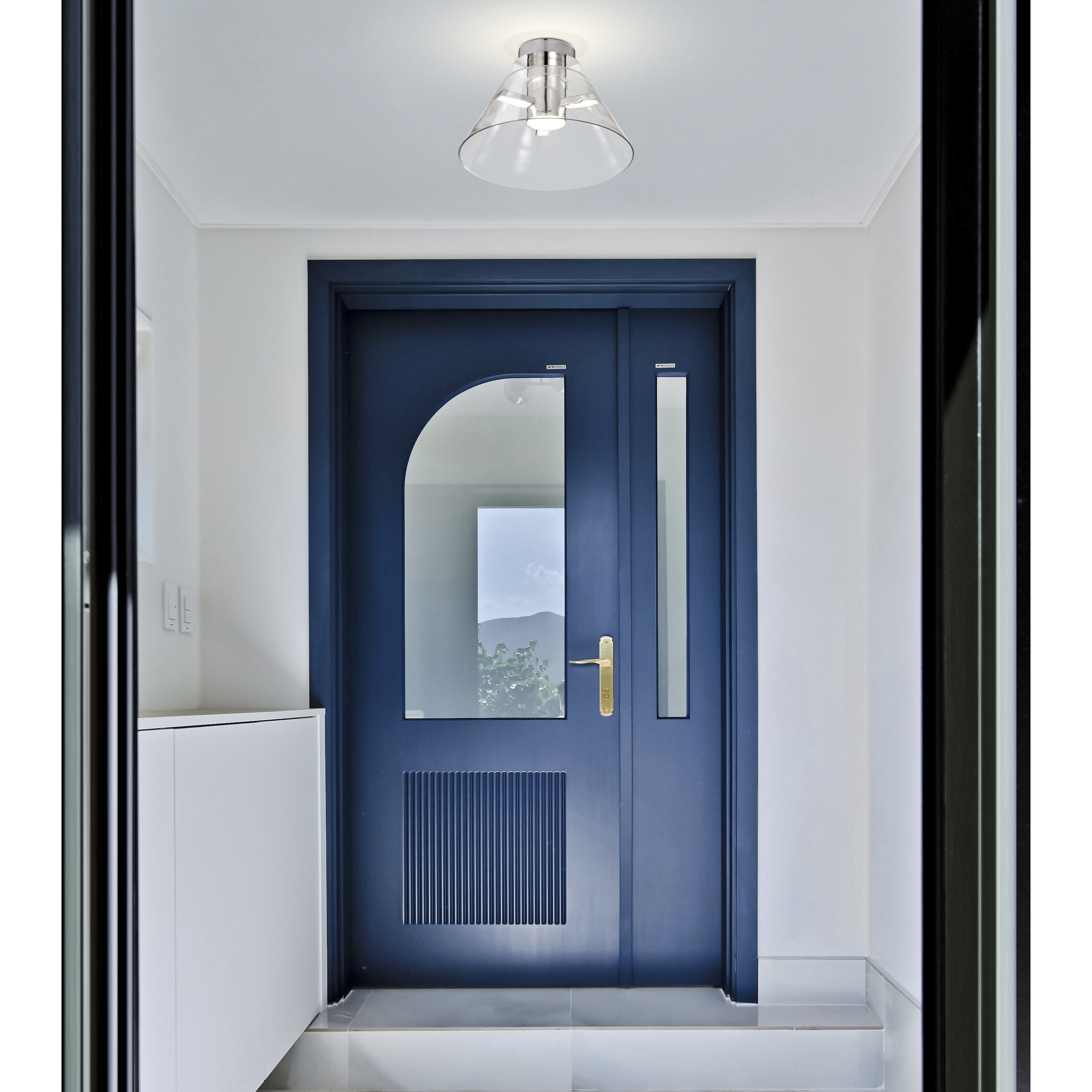 Edmond LED 13.63 inch Polished Nickel Semi Flush Mount Ceiling Light