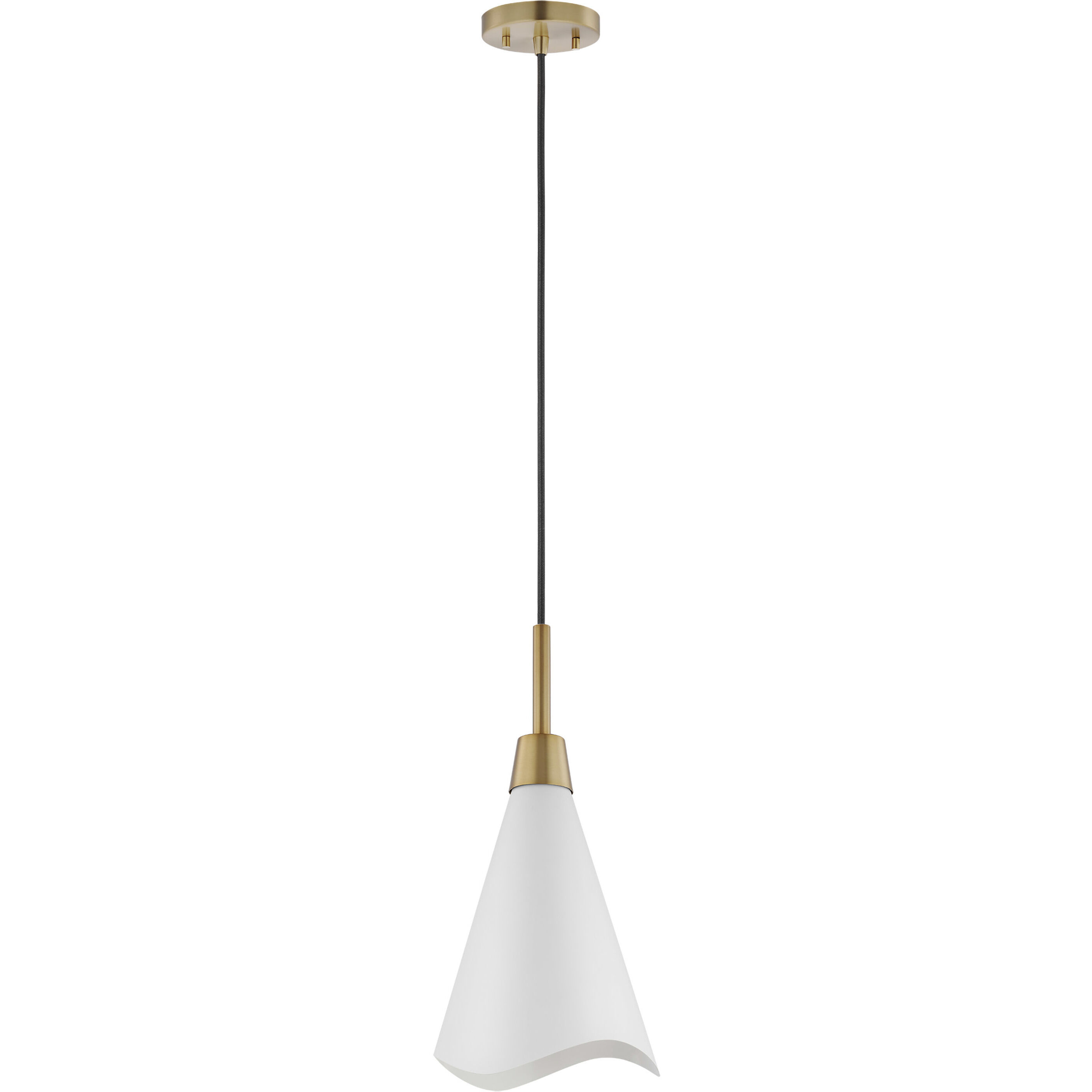 Tango 1 Light 15 inch Matte White/Burnished Brass Pendant Ceiling Light