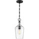 Hartley 1 Light 7 inch Matte Black and Clear Pendant Ceiling Light