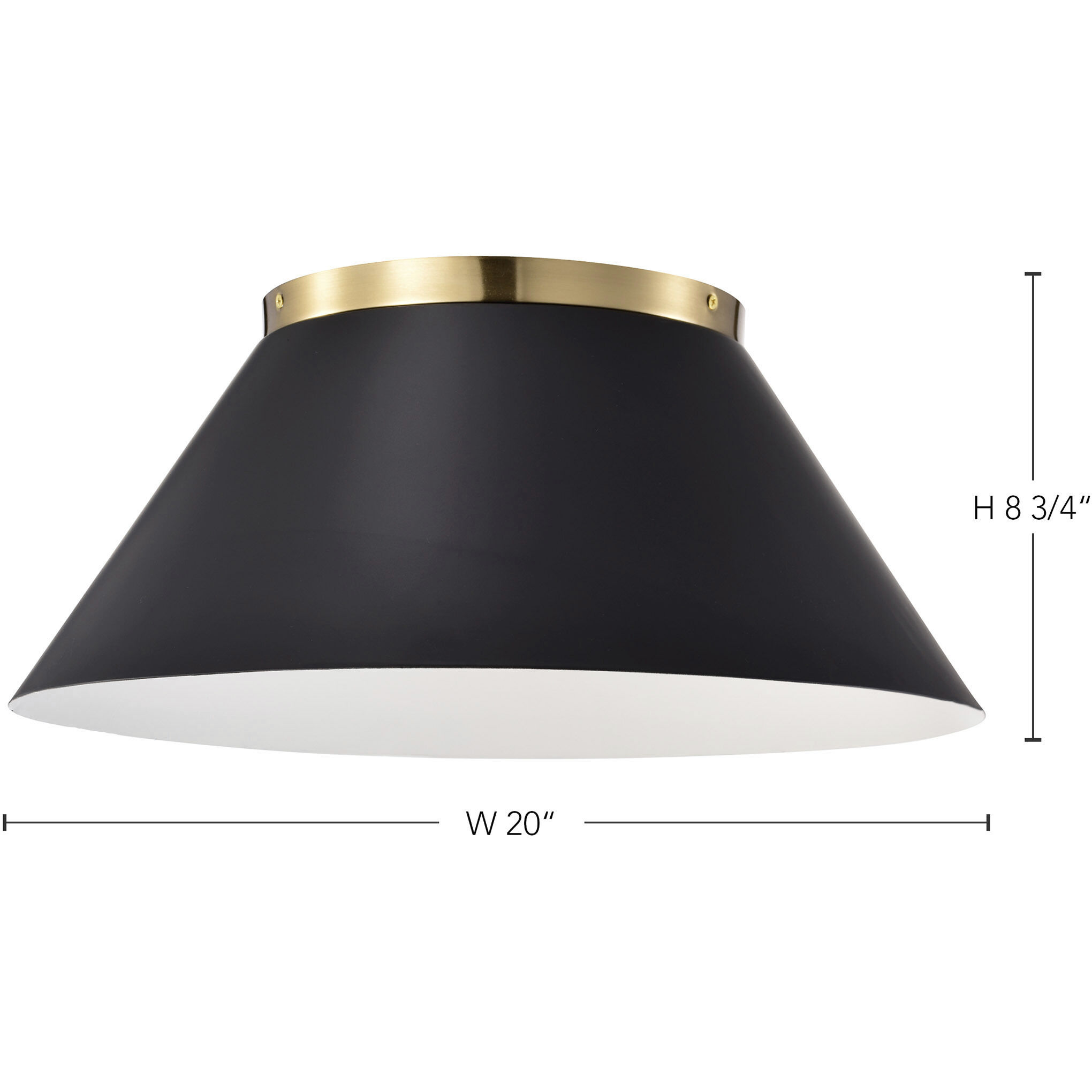 Dover 3 Light 20 inch Black/Vintage Brass Flush Ceiling Light