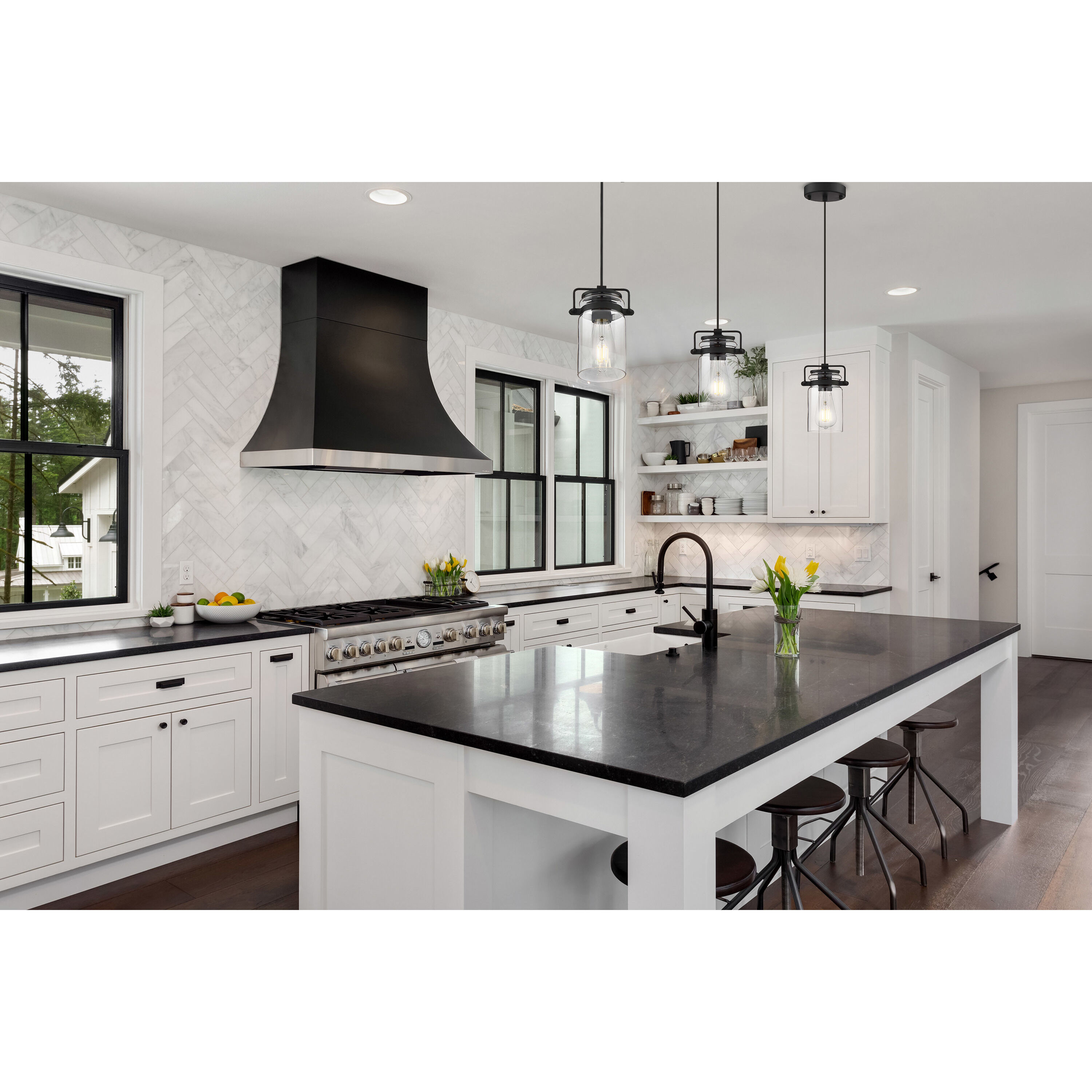 Antebellum 1 Light 5 inch Matte Black and Clear Mini Pendant Ceiling Light