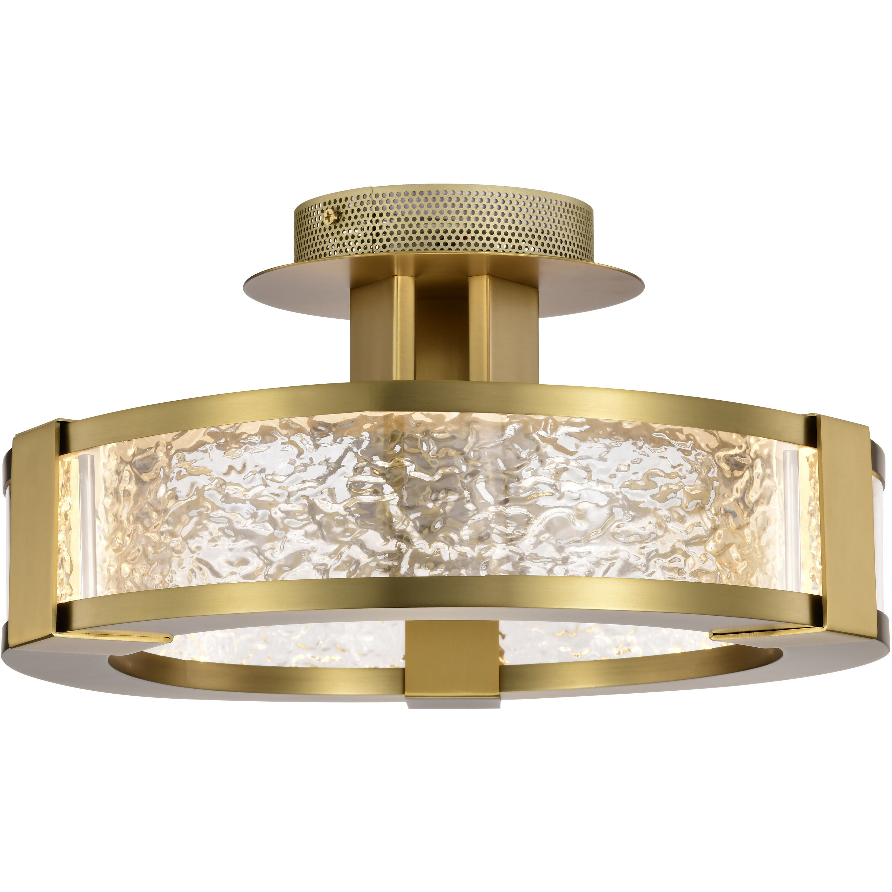 Darrow LED 13.75 inch Vintage Brass Semi Flush Mount Ceiling Light