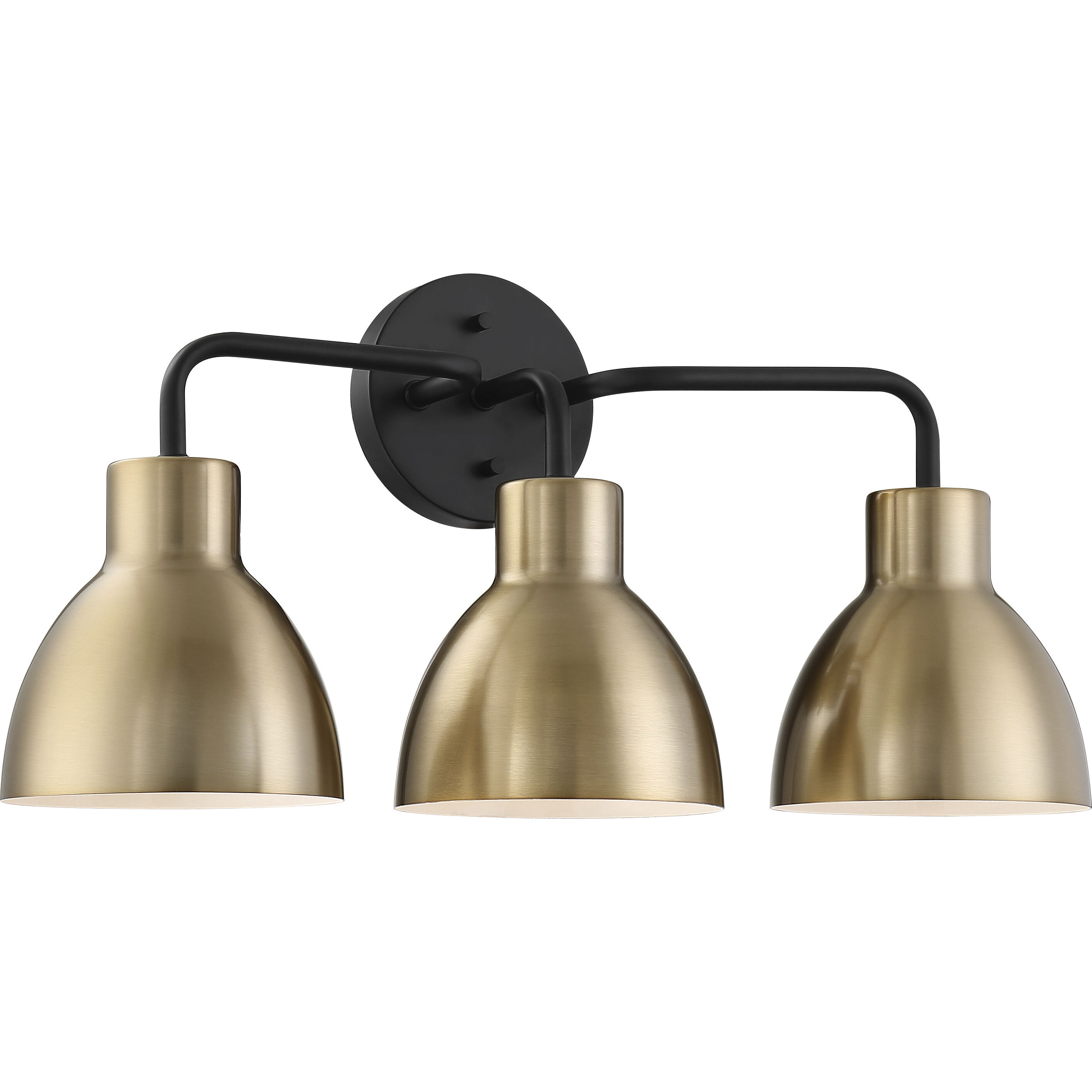 Sloan 3 Light 22 inch Matte Black and Burnished Brass Vanity Light Wall Light