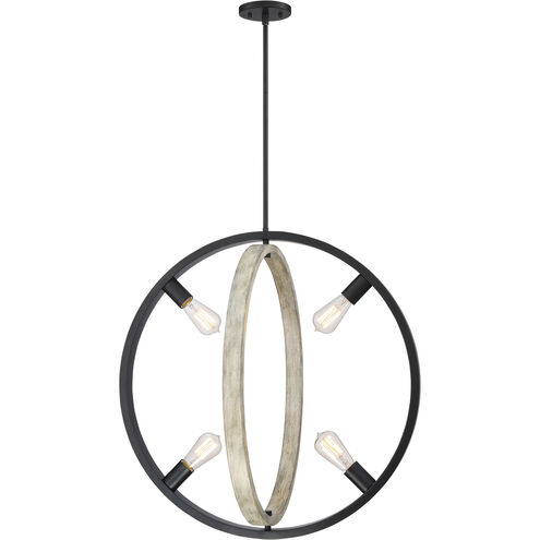 Augusta 4 Light 24.63 inch Black and Gray Wood Pendant Ceiling Light