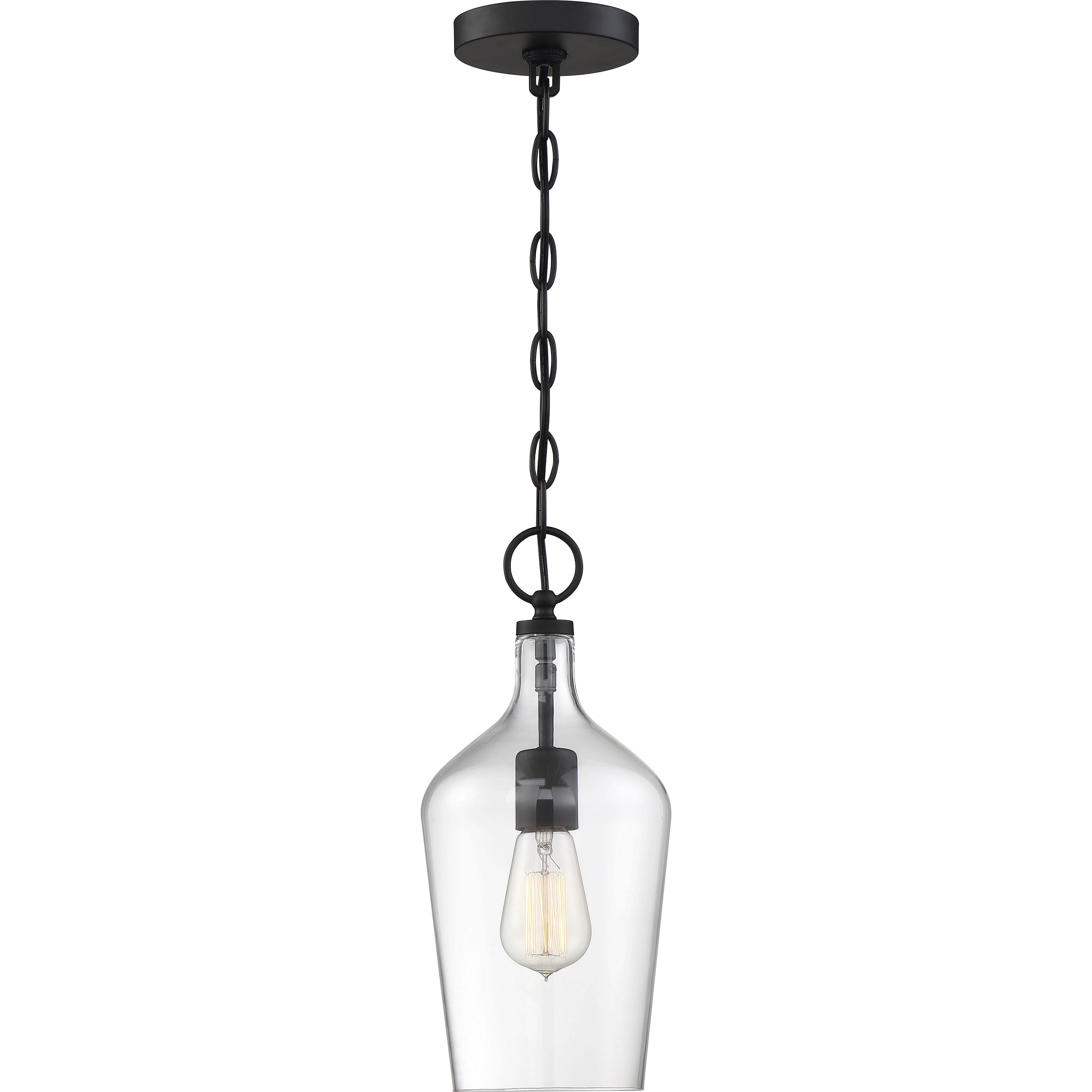 Hartley 1 Light 7 inch Matte Black and Clear Pendant Ceiling Light