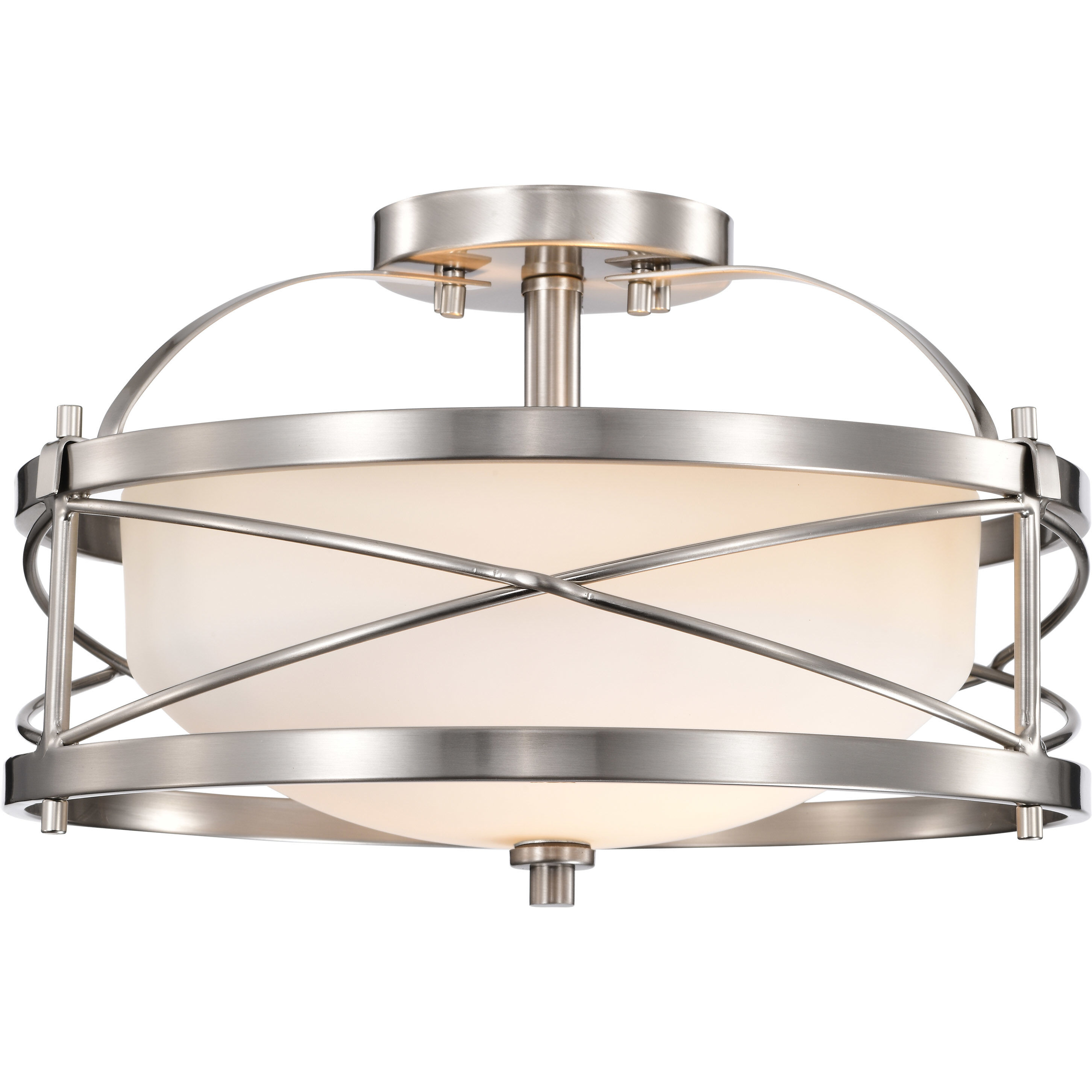 Ginger 2 Light 14 inch Brushed Nickel Semi Flush Mount Ceiling Light