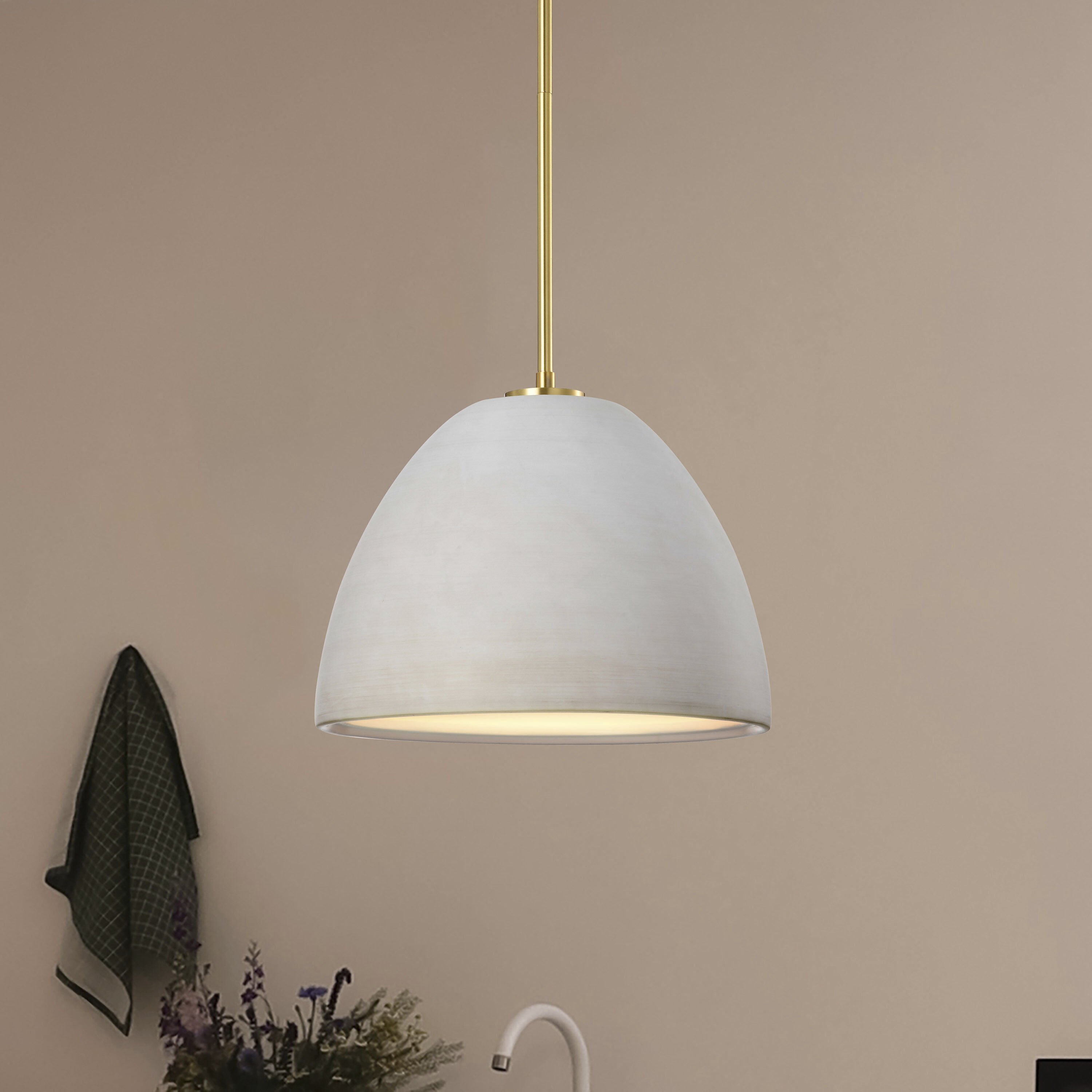 Collins 14 inch Brushed Brass Pendant Ceiling Light