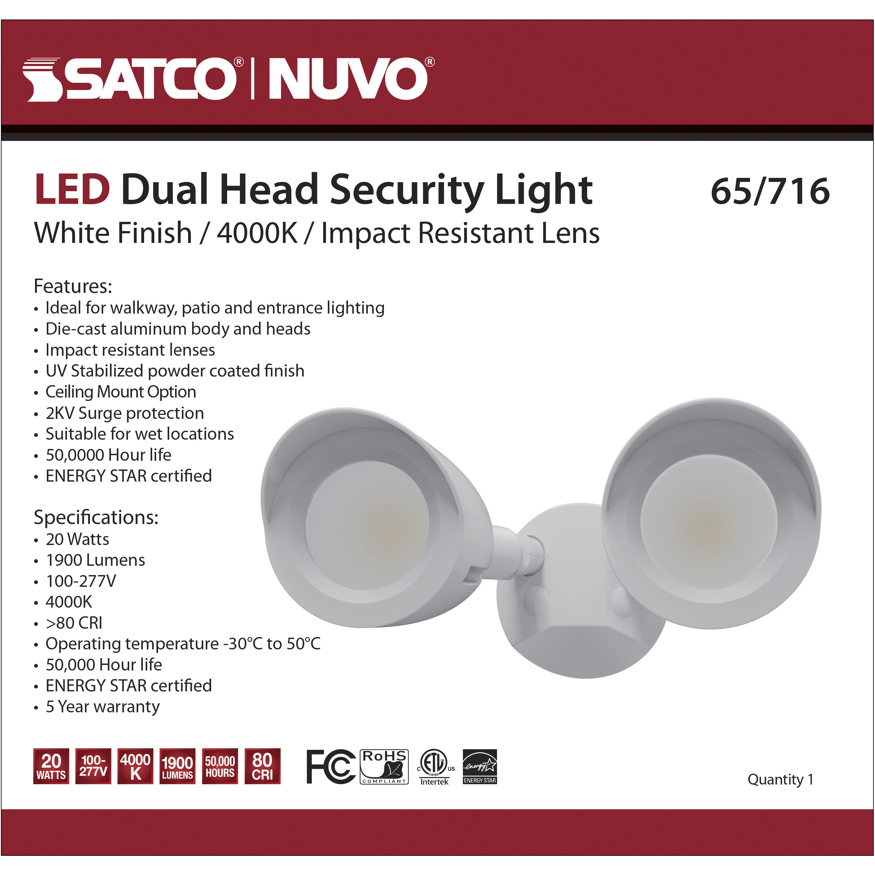 Brentwood LED 5 inch White Security Light