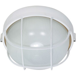 Brentwood 1 Light 8 inch Semi Gloss White Outdoor Bulk Head, Round Cage