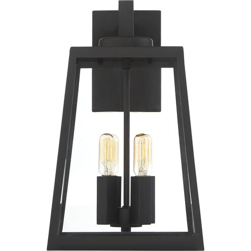 Halifax 4 Light 16 inch Matte Black and Glass Outdoor Wall Lantern, Large