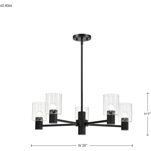 Clarksville 5 Light 28 inch Matte Black Chandelier Ceiling Light