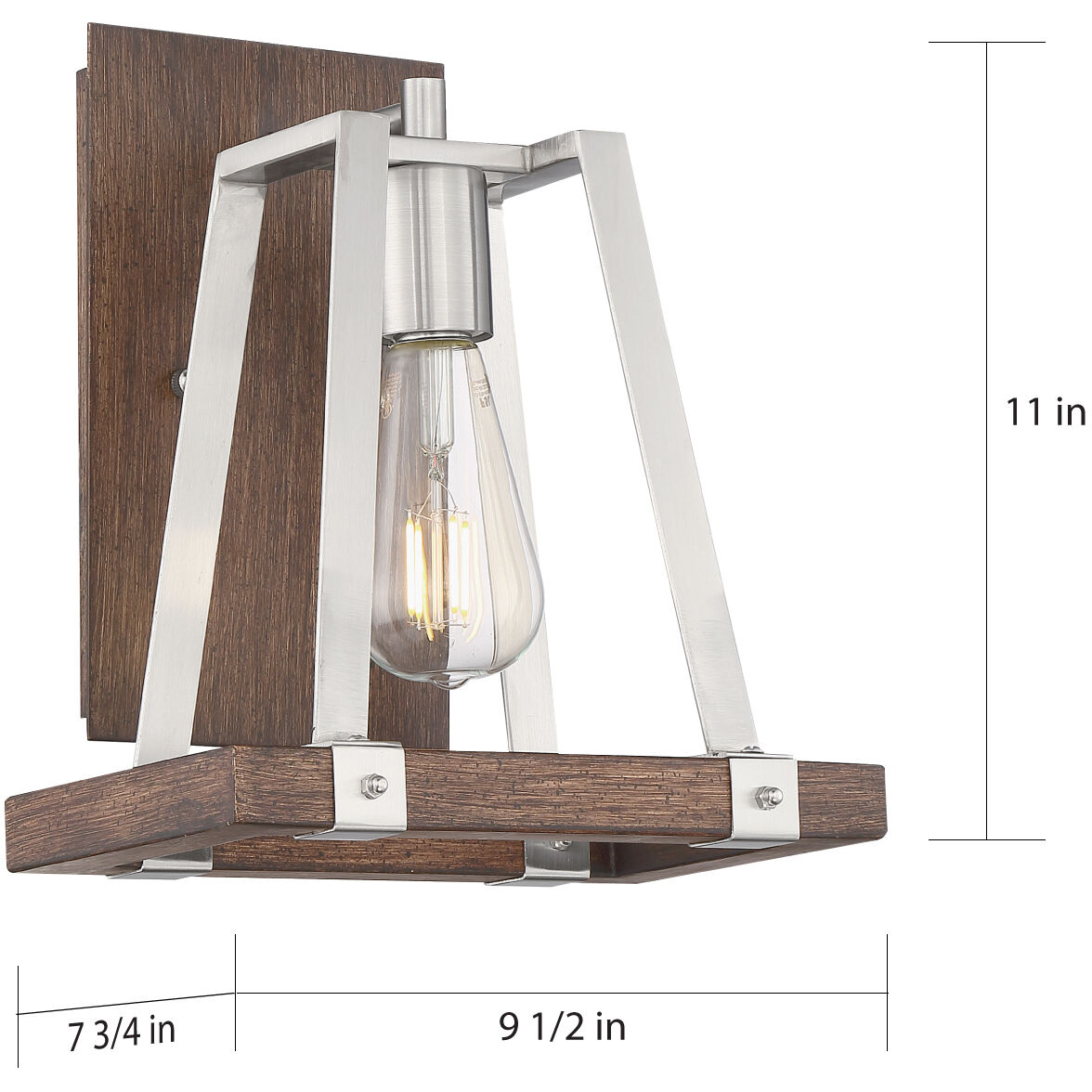 Outrigger 1 Light 9.5 inch Brushed Nickel and Nutmeg Wood Wall Sconce Wall Light