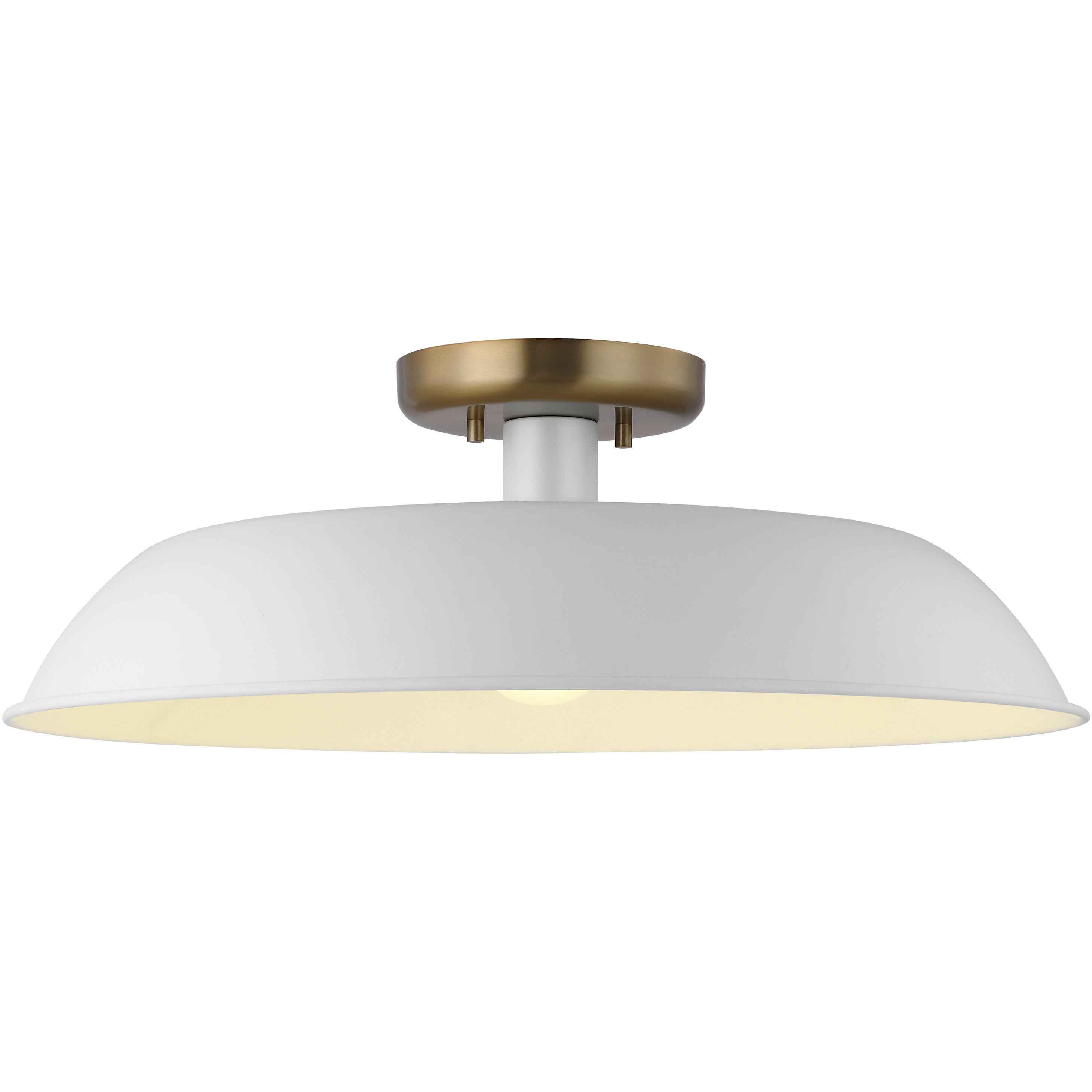 Colony 1 Light 20 inch Matte White/Burnished Brass Semi Flush Ceiling Light