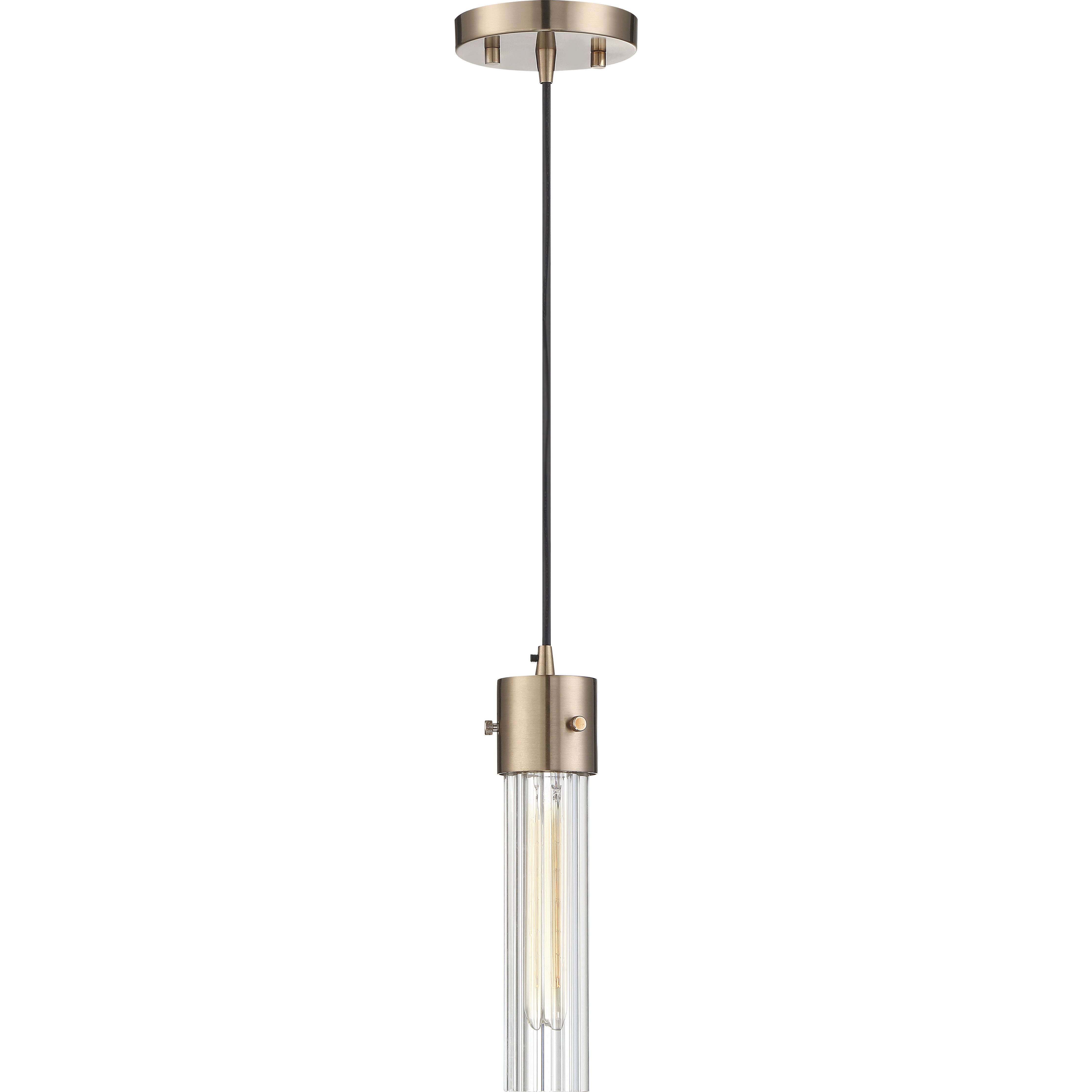 Eaves 1 Light 5 inch Copper Brushed Brass and Clear Ribbed Pendant Ceiling Light