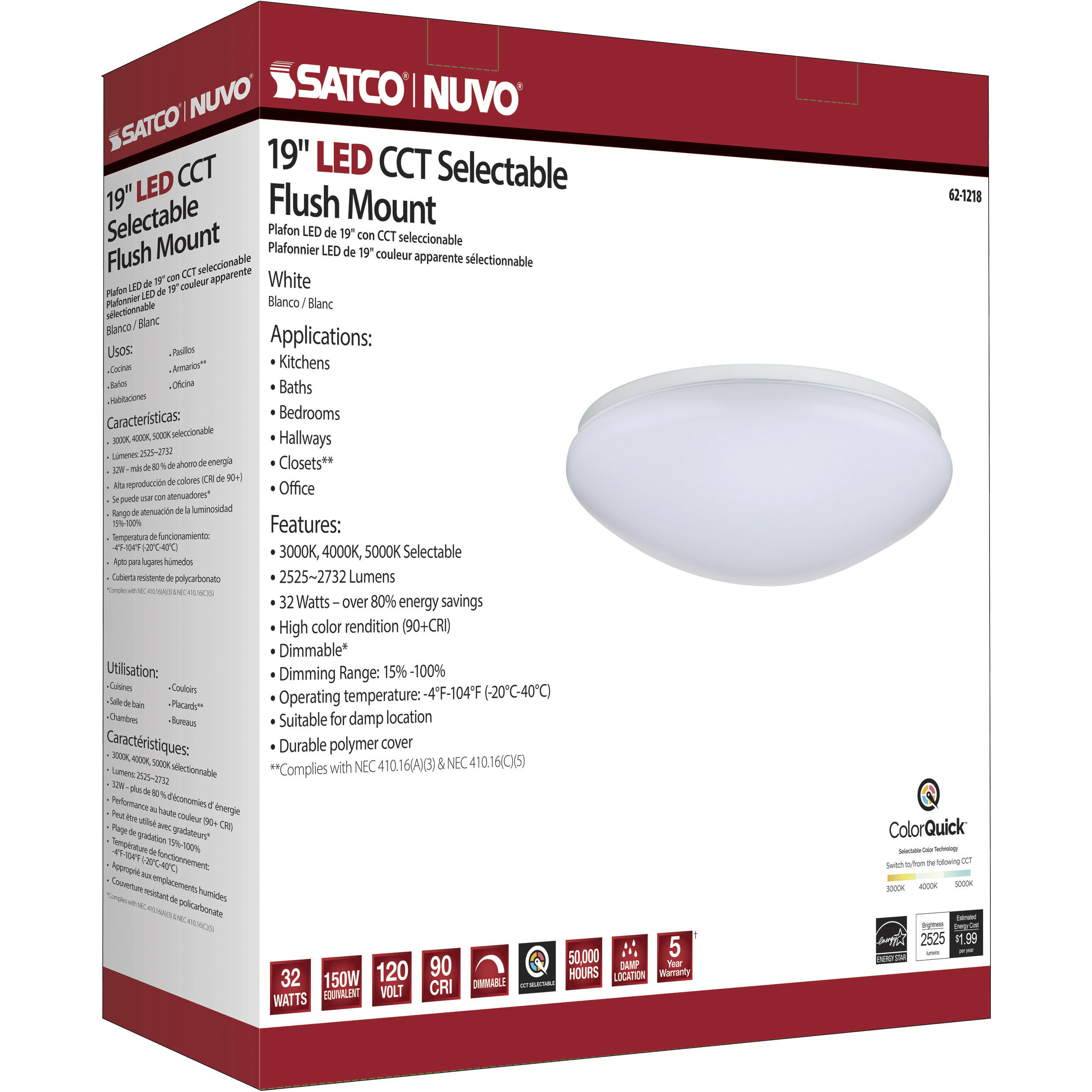 Cloud LED 19 inch White Flush Mount Ceiling Light