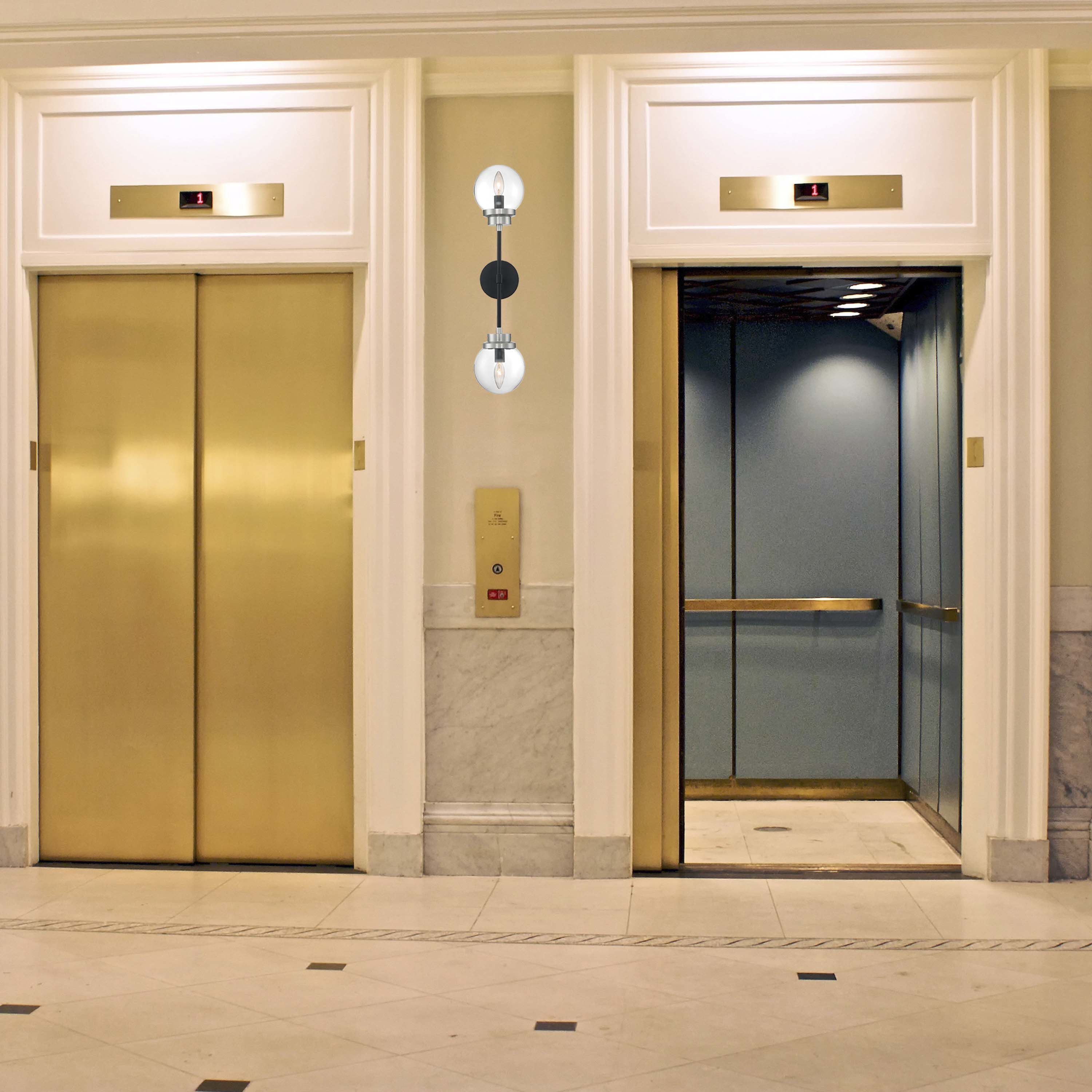 Axis 2 Light 6 inch Matte Black and Brushed Nickel Accents Vanity Light Wall Light