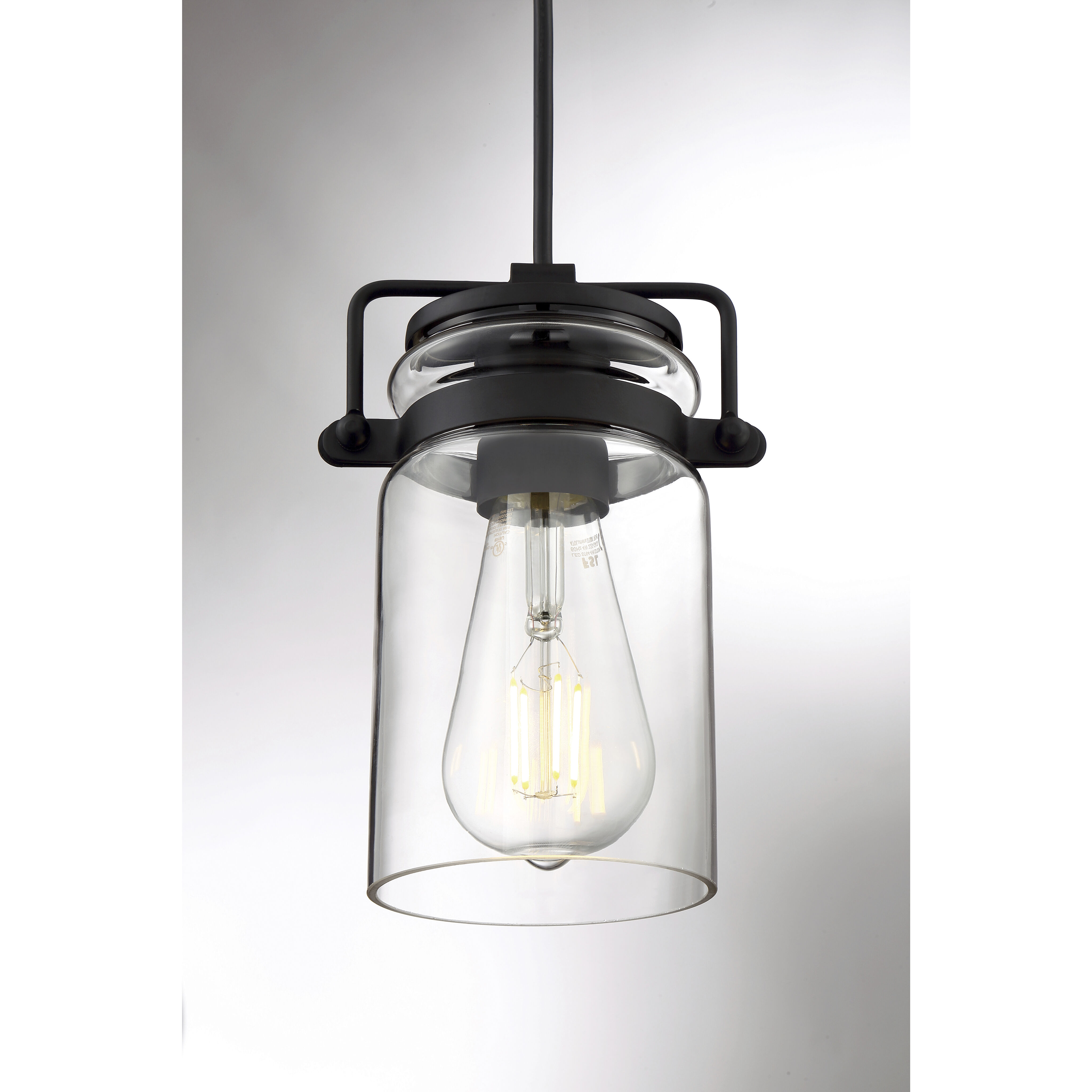 Antebellum 1 Light 5 inch Matte Black and Clear Mini Pendant Ceiling Light