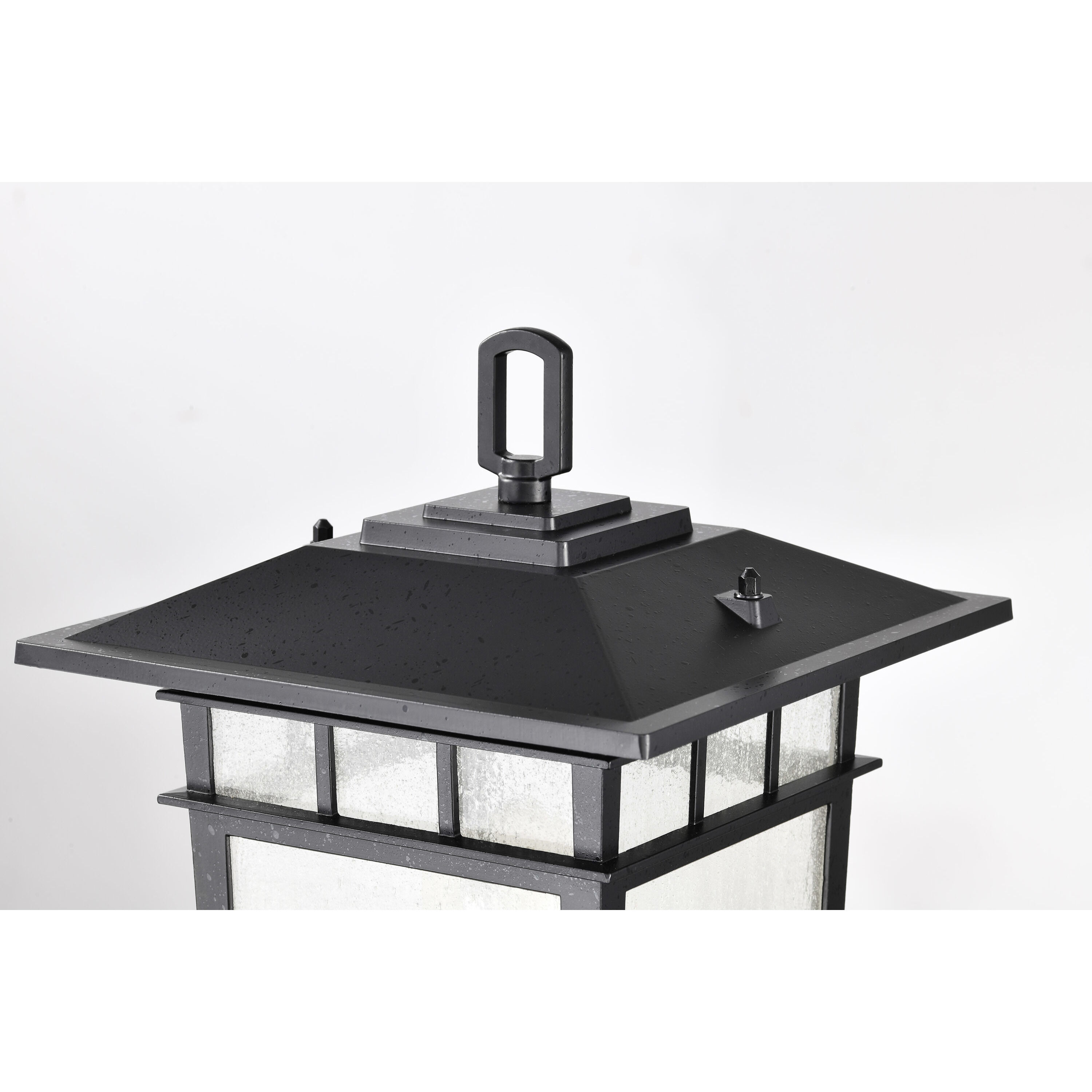 Cove Neck 16 inch Textured Black Post Lantern, Large