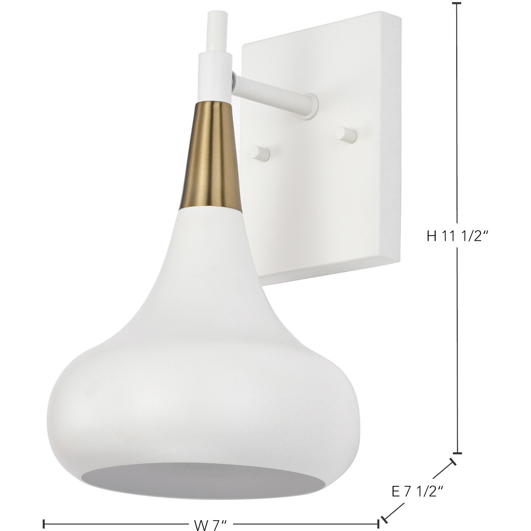 Phoenix 1 Light 7 inch Matte White/Burnished Brass Bathroom Vanity Lights Wall Light