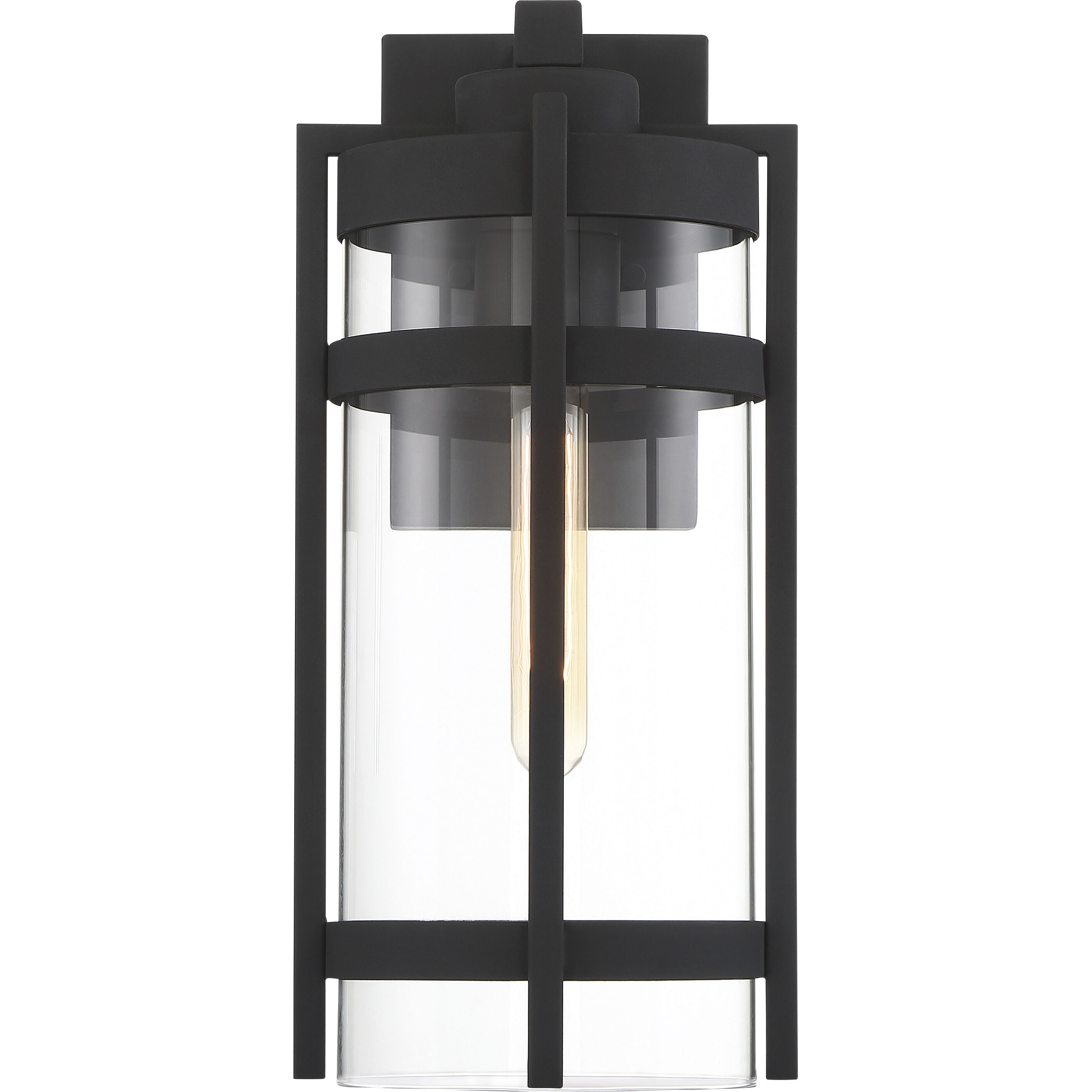 Tofino 1 Light 16 inch Textured Black and Clear Seeded Outdoor Wall Lantern, Large