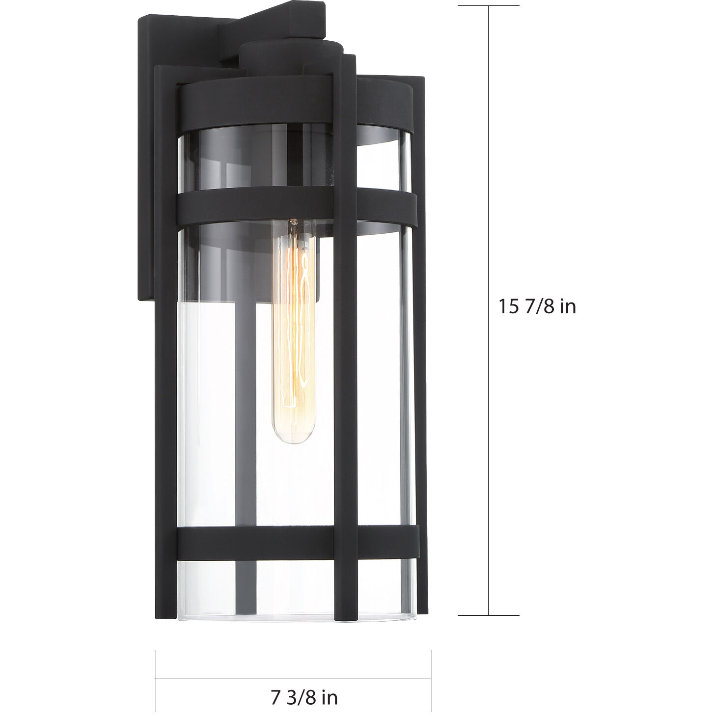 Tofino 1 Light 16 inch Textured Black and Clear Seeded Outdoor Wall Lantern, Large