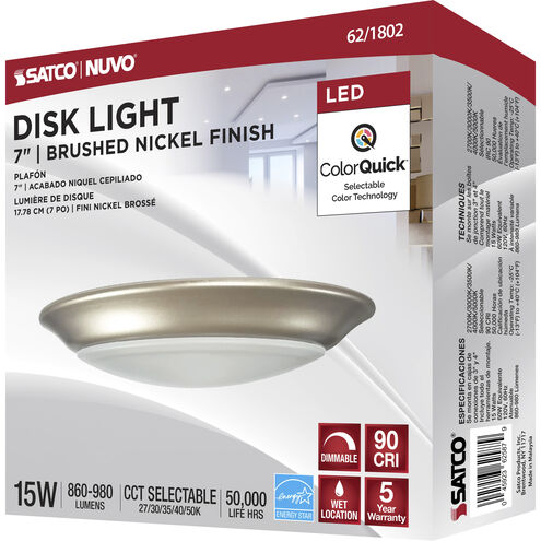 Brentwood Integrated LED Brushed Nickel LED Disk