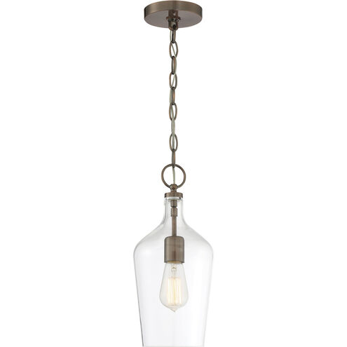 Hartley 1 Light 7 inch Antique Copper and Clear Pendant Ceiling Light