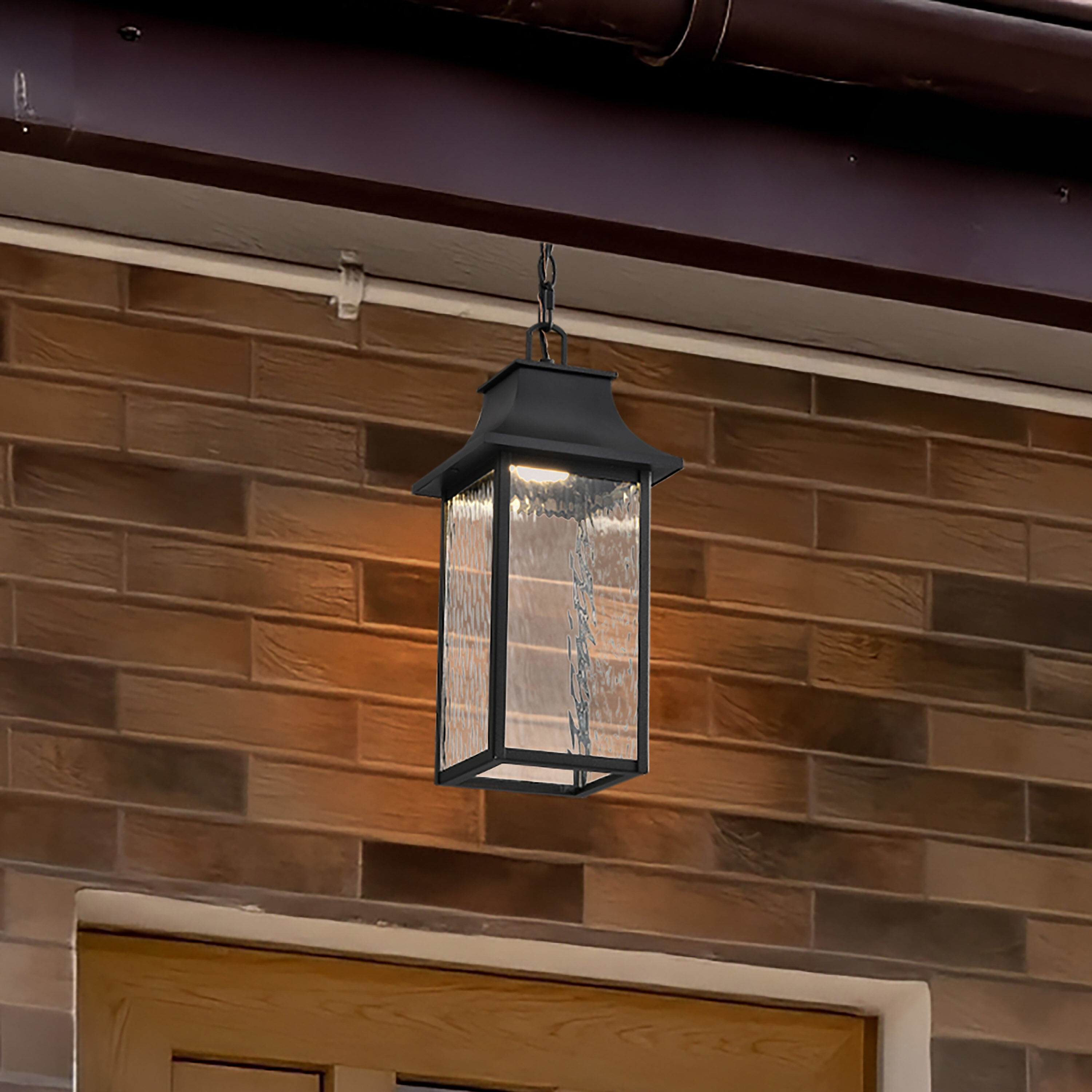 Austen LED Matte Black Outdoor Hanging Fixture