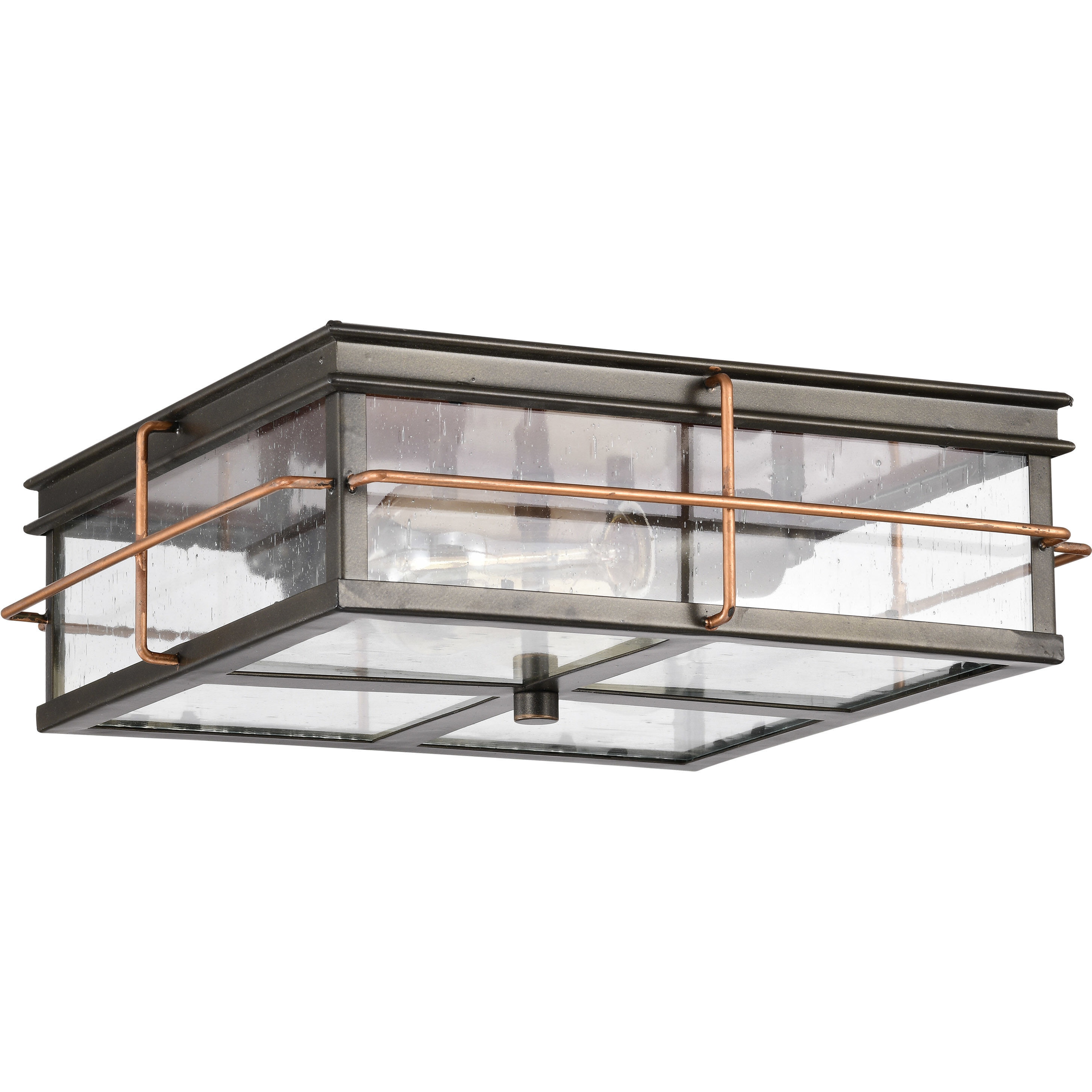 Howell 2 Light 12 inch Bronze and Copper Accents Outdoor Flush Mount