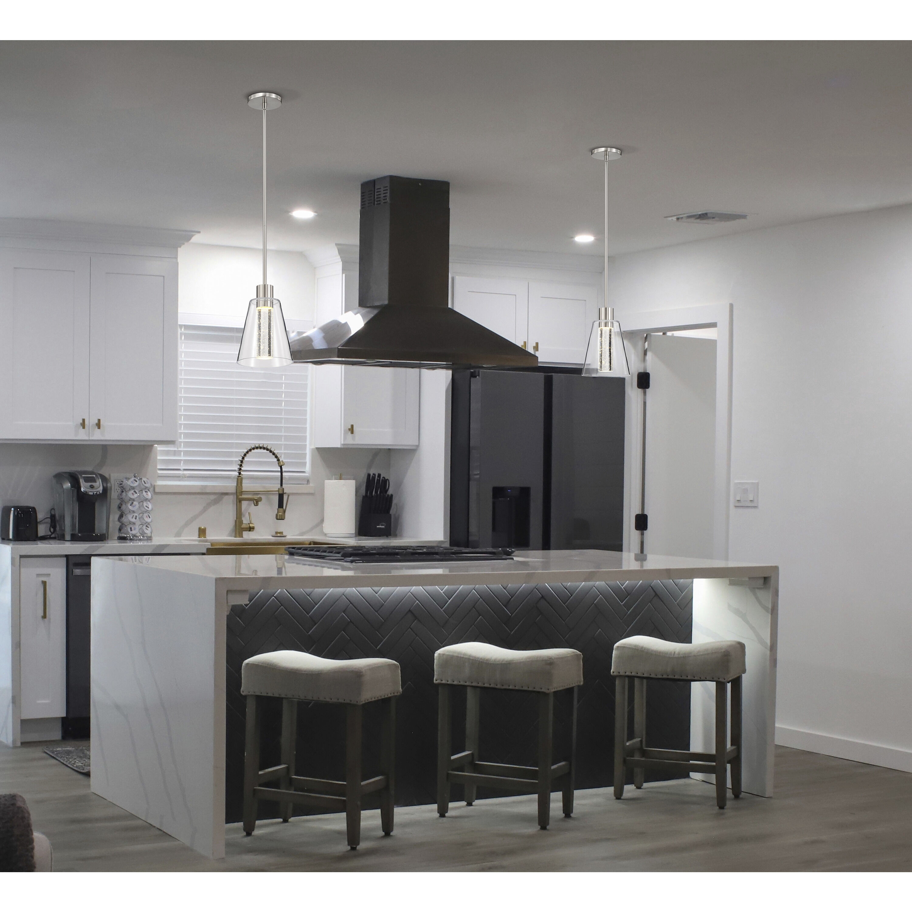 Aura LED 7.25 inch Brushed Nickel Pendant Ceiling Light