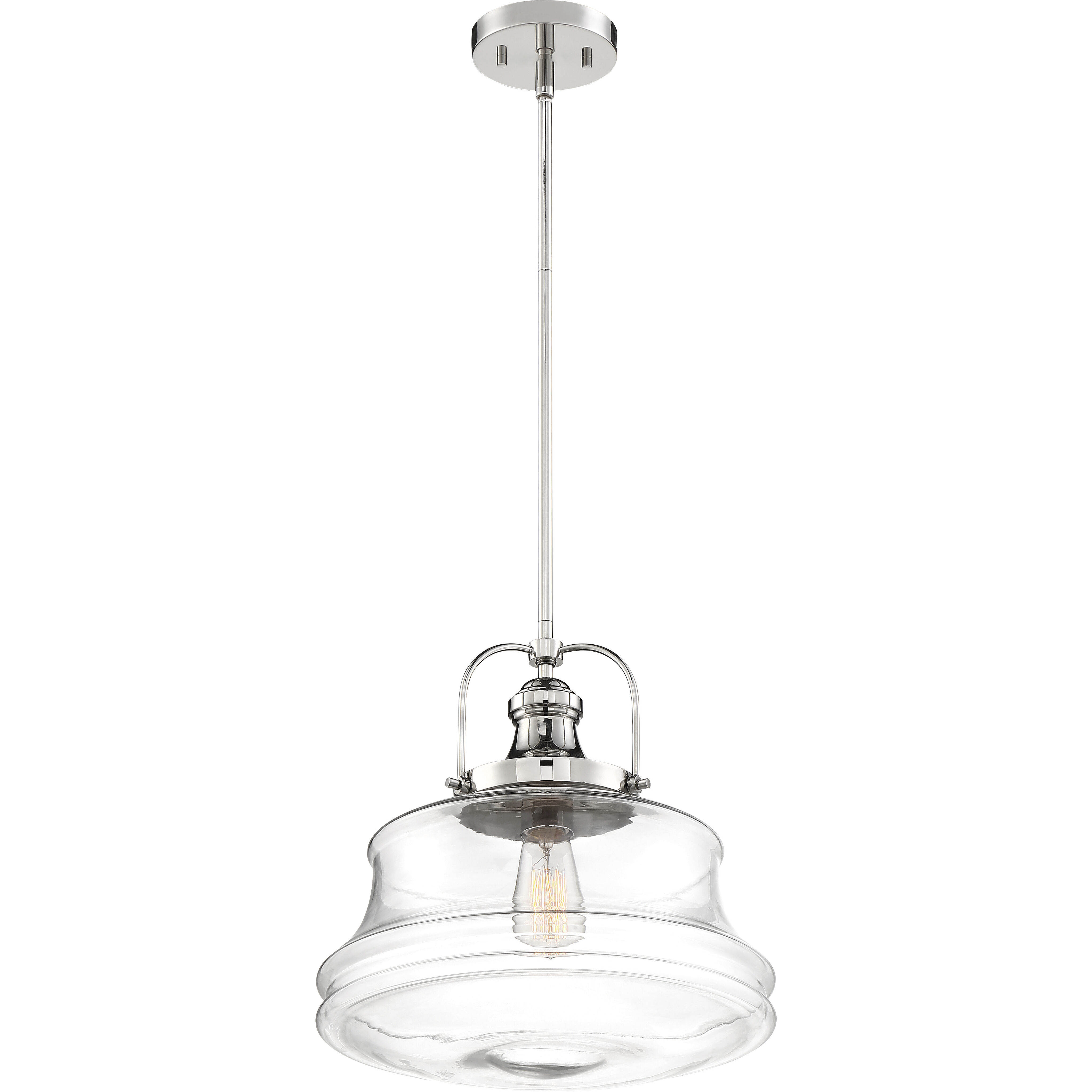 Basel 1 Light 13.75 inch Polished Nickel and Clear Pendant Ceiling Light