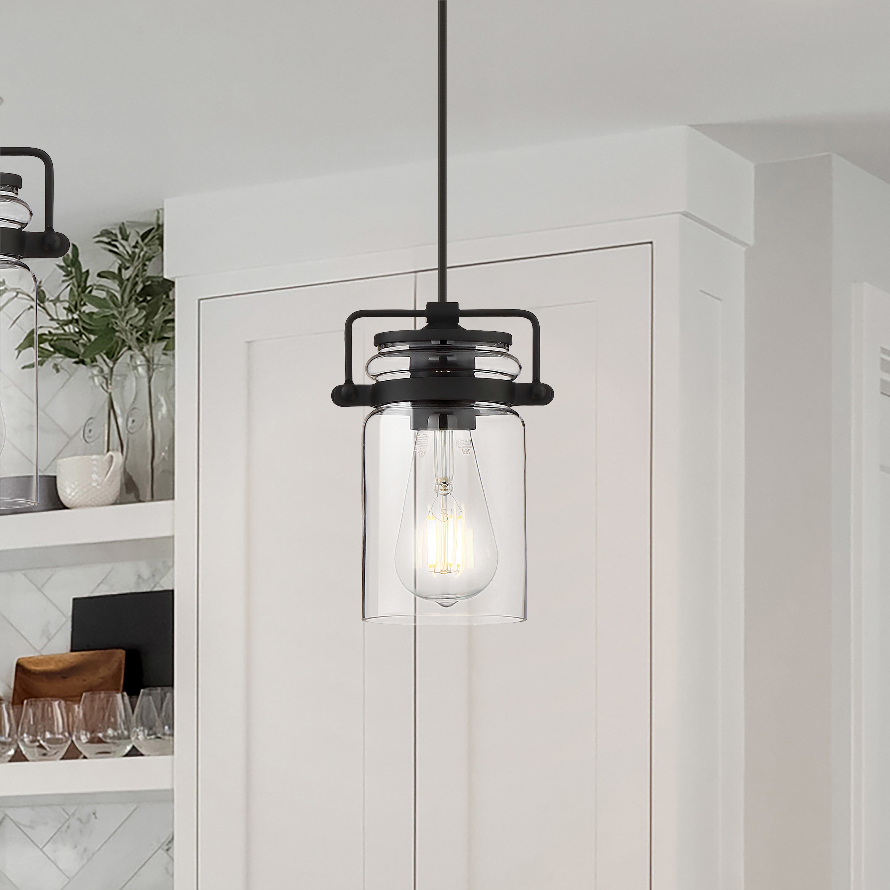 Nuvo 60 6732 Antebellum 1 Light 5 inch Matte Black and Clear Mini Pendant Ceiling Light