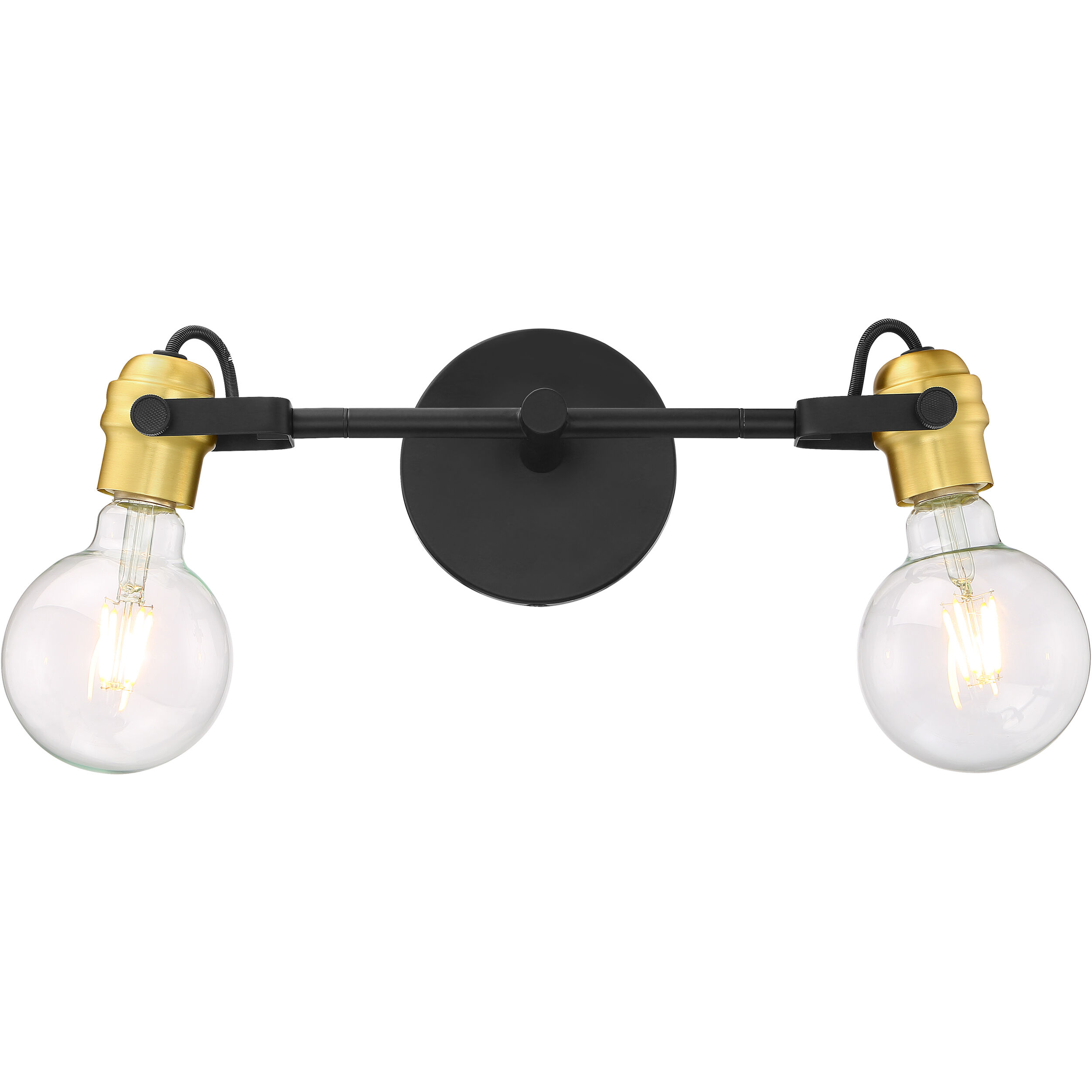 Mantra 2 Light 14.5 inch Black and Brushed Brass Vanity Light Wall Light