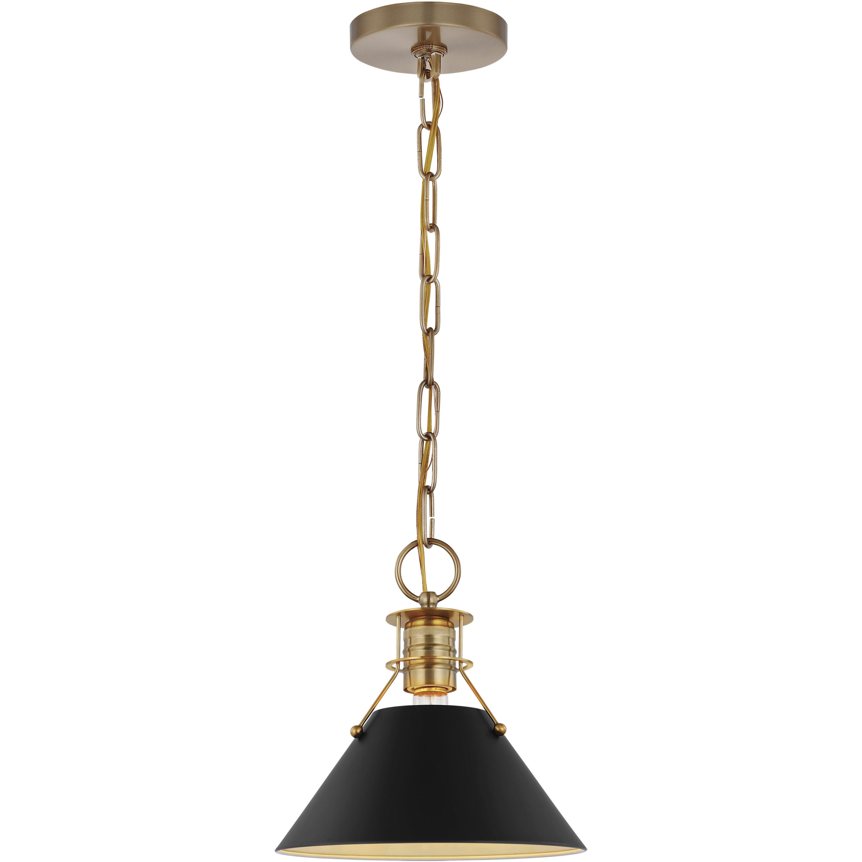 Outpost 1 Light 9.5 inch Matte Black/Burnished Brass Pendant Ceiling Light