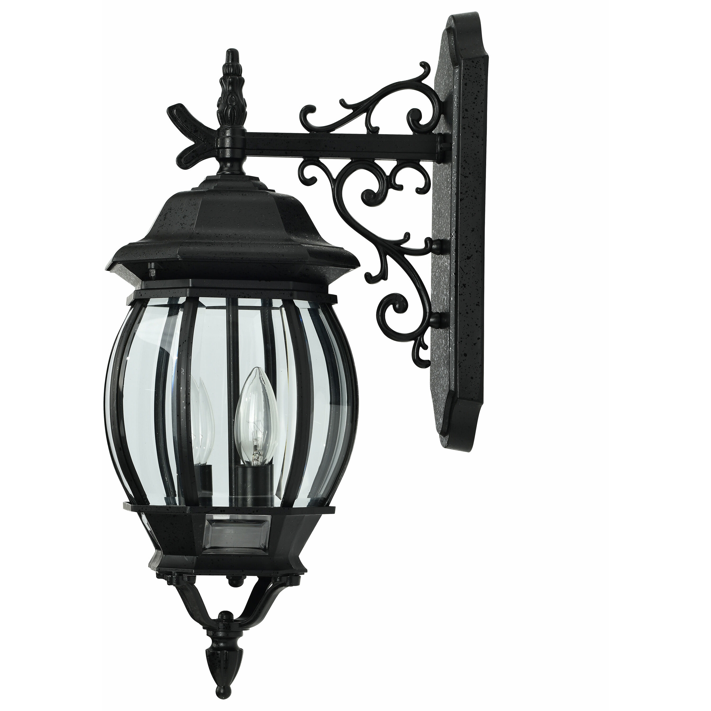 Central Park 3 Light 23 inch Textured Black Outdoor Wall Lantern