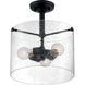 Bransel 3 Light 12 inch Matte Black Semi Flush Mount Fixture Ceiling Light