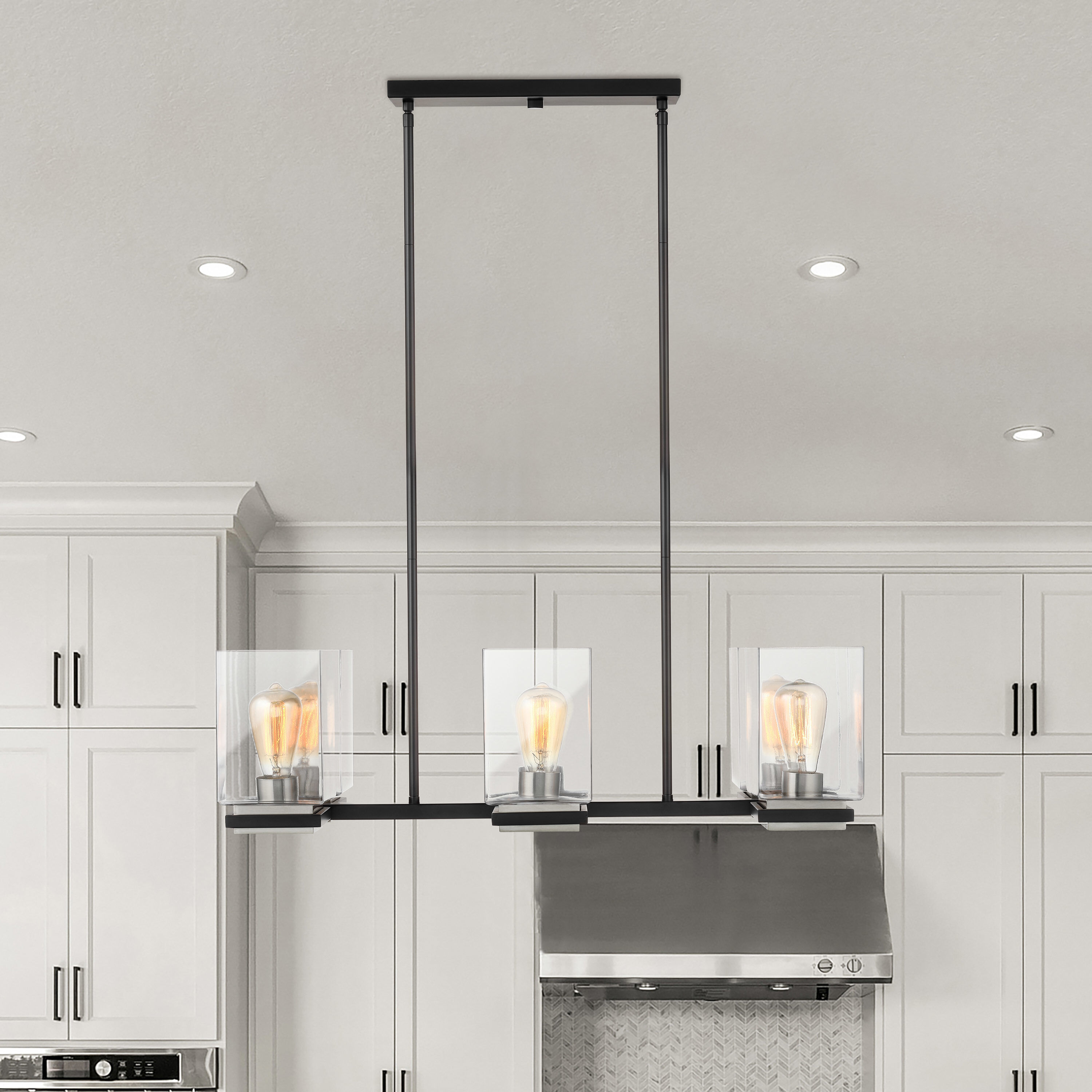 Crossroads 6 Light 30.75 inch Matte Black Island Pendant Ceiling Light