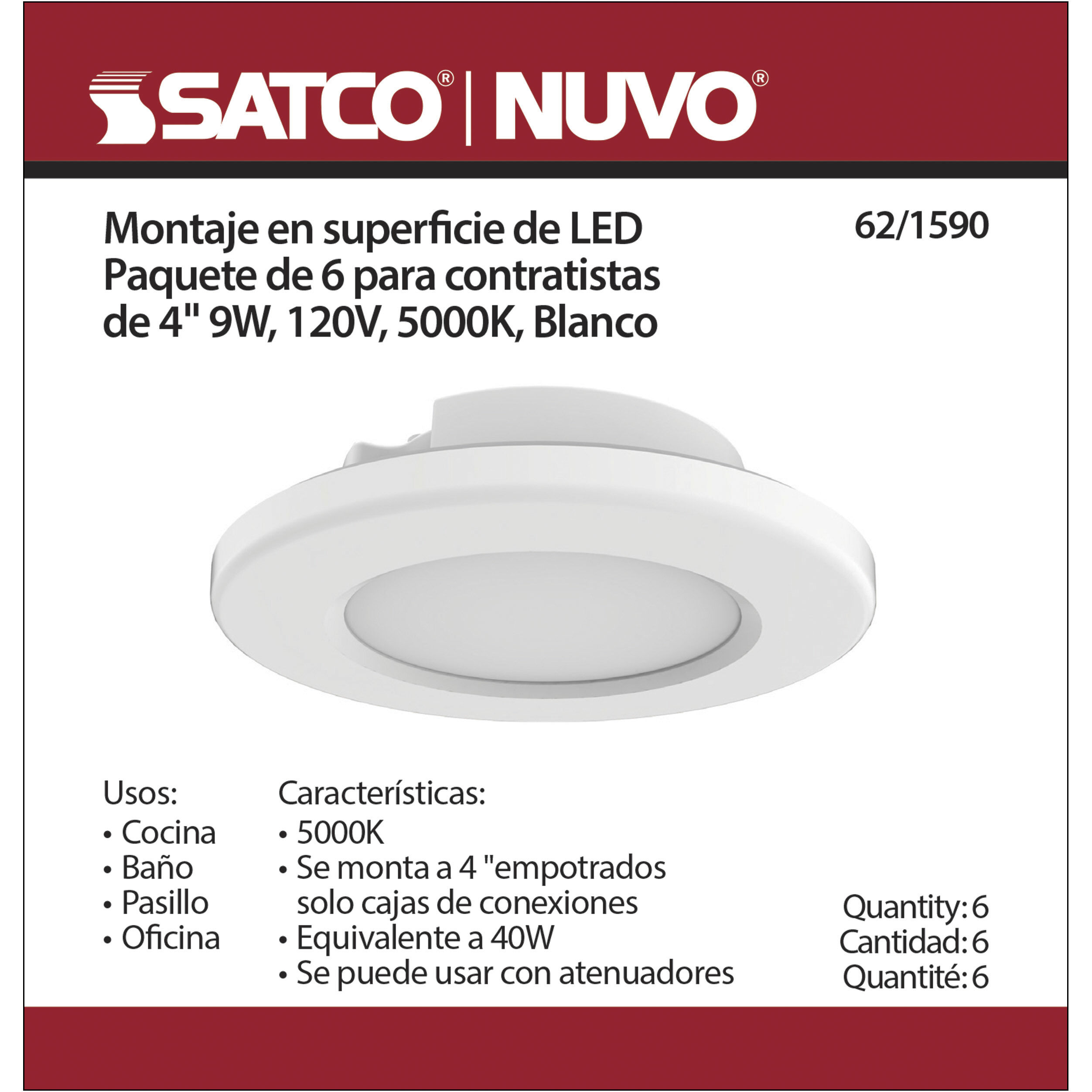 ColorQuick LED 5 inch White Close-to-Ceiling Ceiling Light, Edge Lit