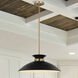 Perkins 1 Light 19.63 inch Matte Black/Burnished Brass Pendant Ceiling Light