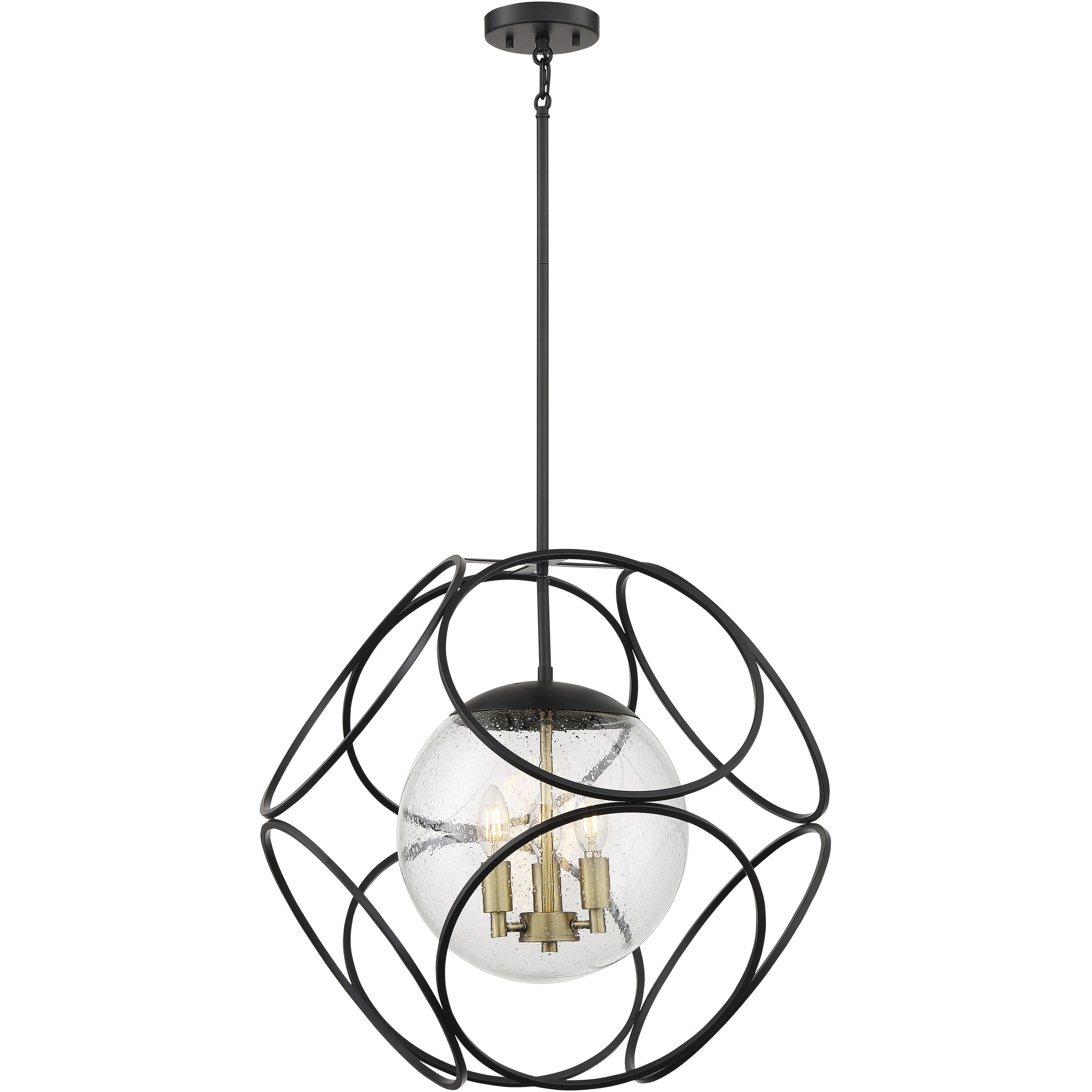 Aurora 3 Light 22 inch Black and Vintage Brass Pendant Ceiling Light