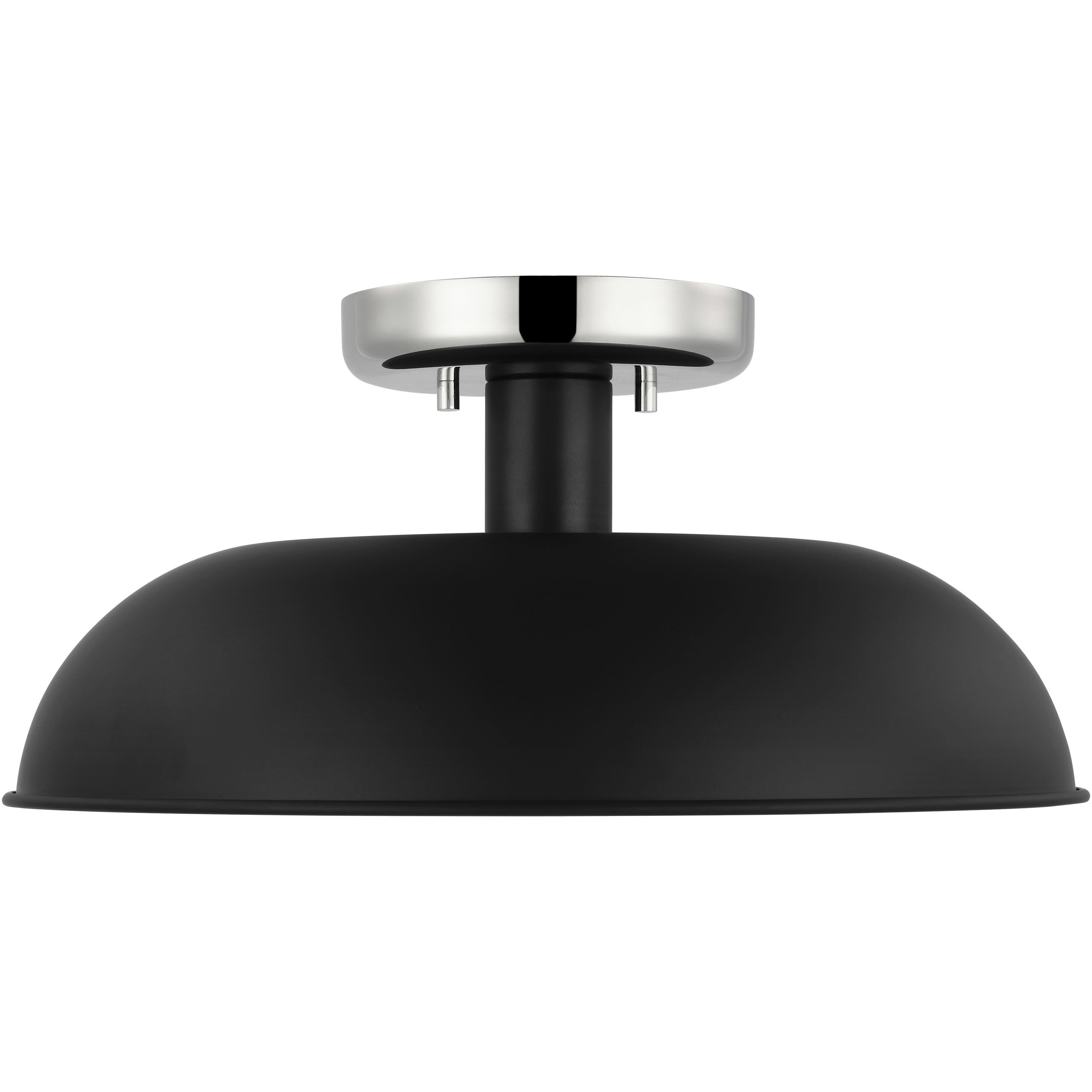 Colony 1 Light 15 inch Matte Black/Polished Nickel Semi Flush Ceiling Light