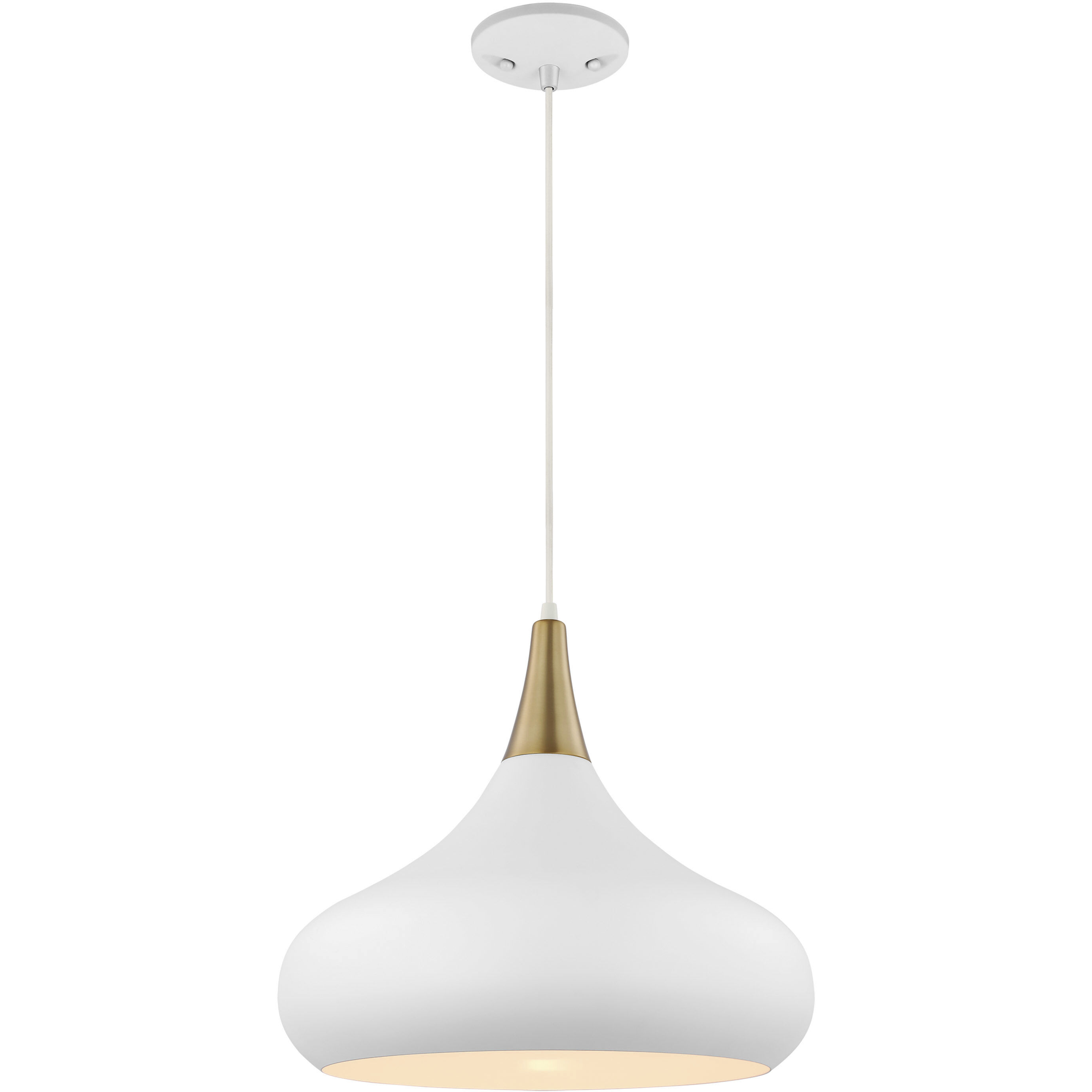 Phoenix 1 Light 18 inch Matte White/Burnished Brass Pendant Ceiling Light