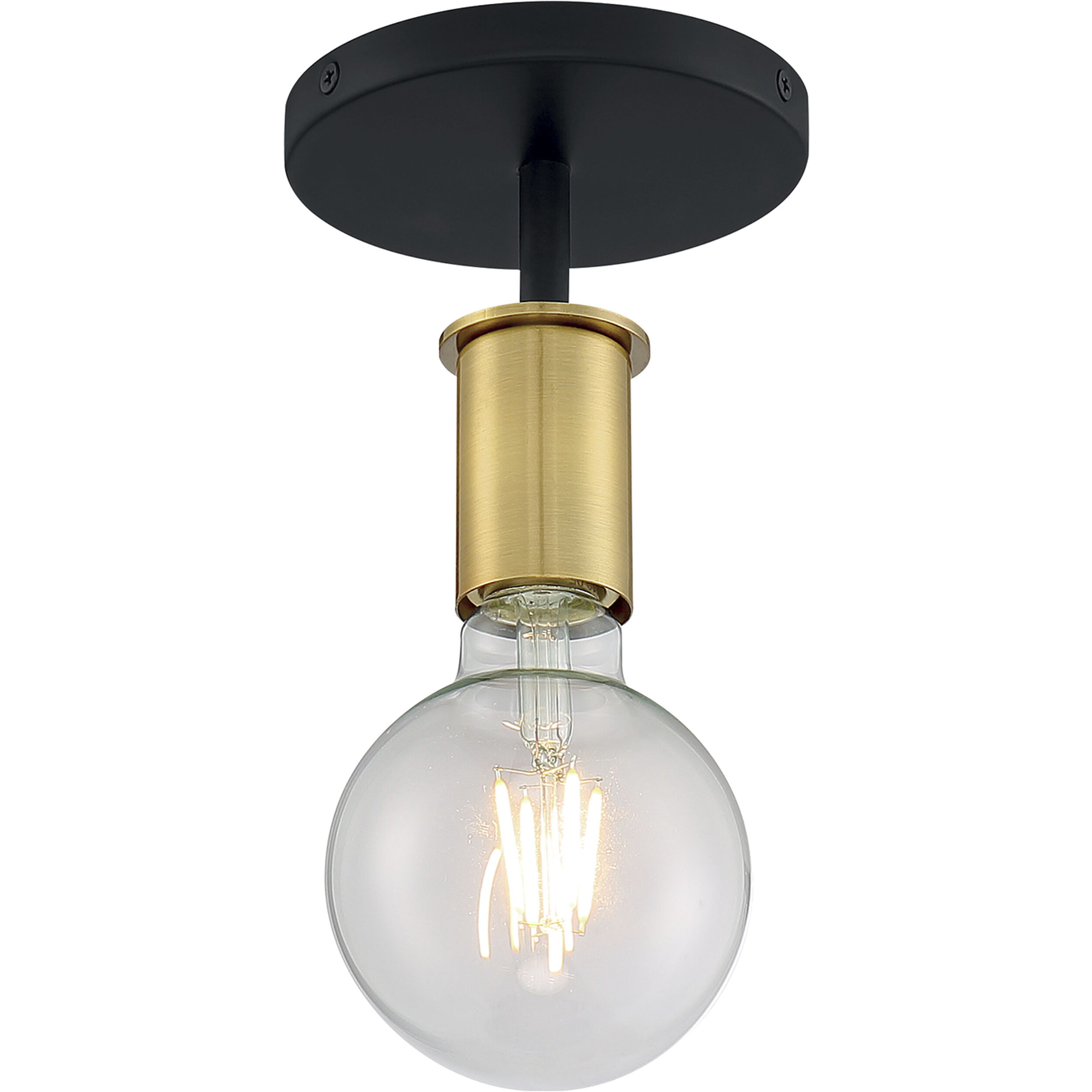 Ryder 1 Light 5 inch Black and Brushed Brass Semi Flush Mount Fixture Ceiling Light