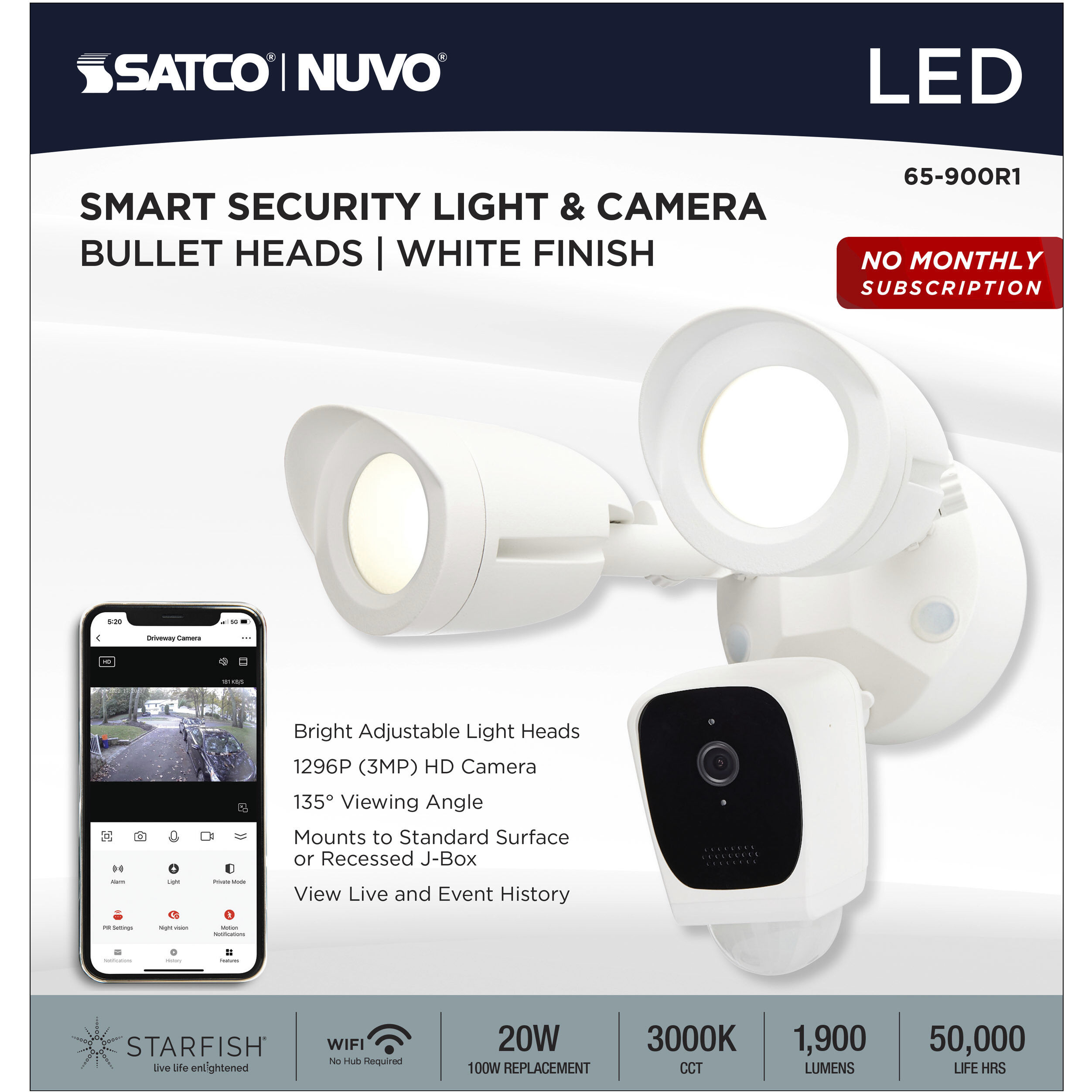 Starfish LED 8.46 inch White Outdoor Security Light